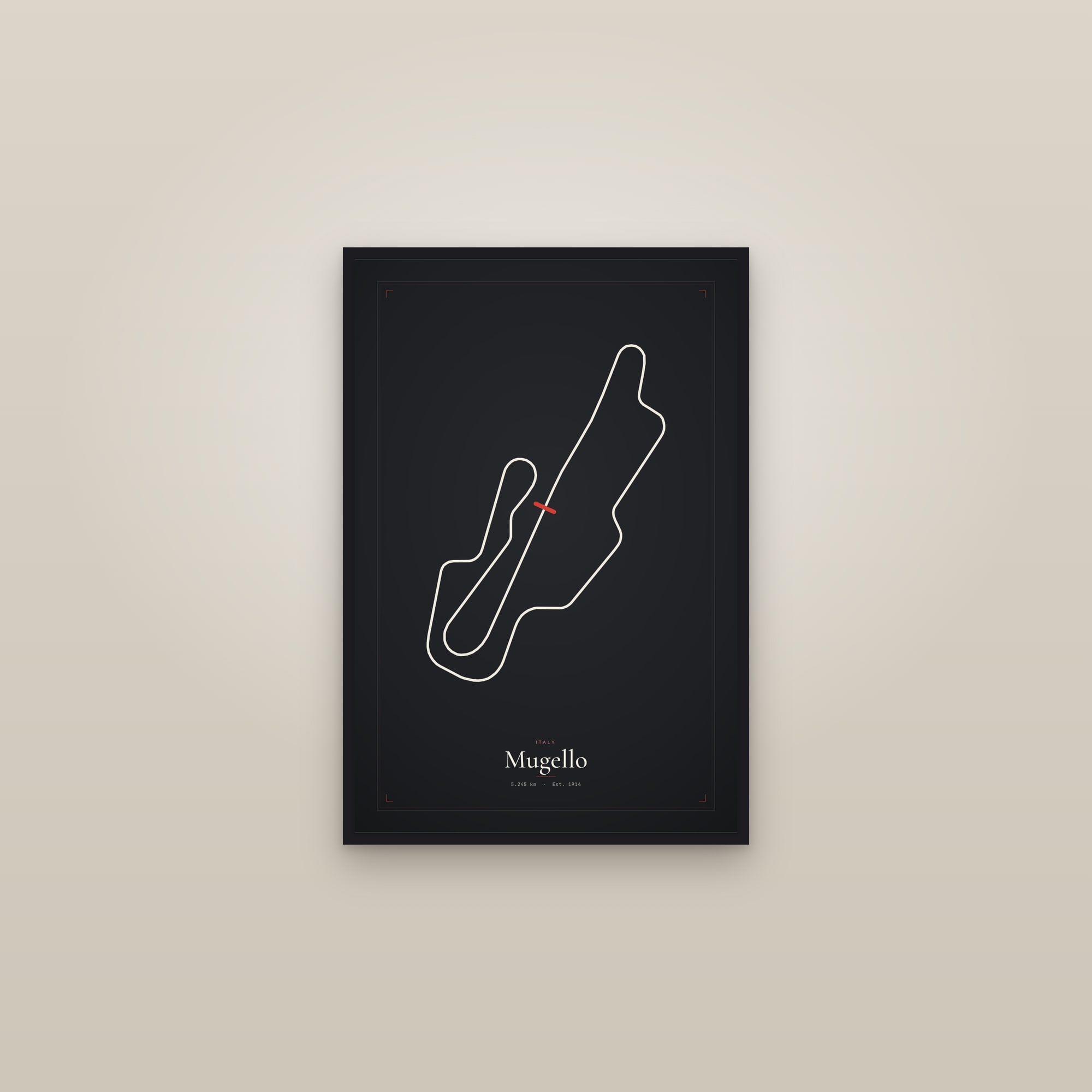 Mugello — Circuit Print — framed in a gallery setting