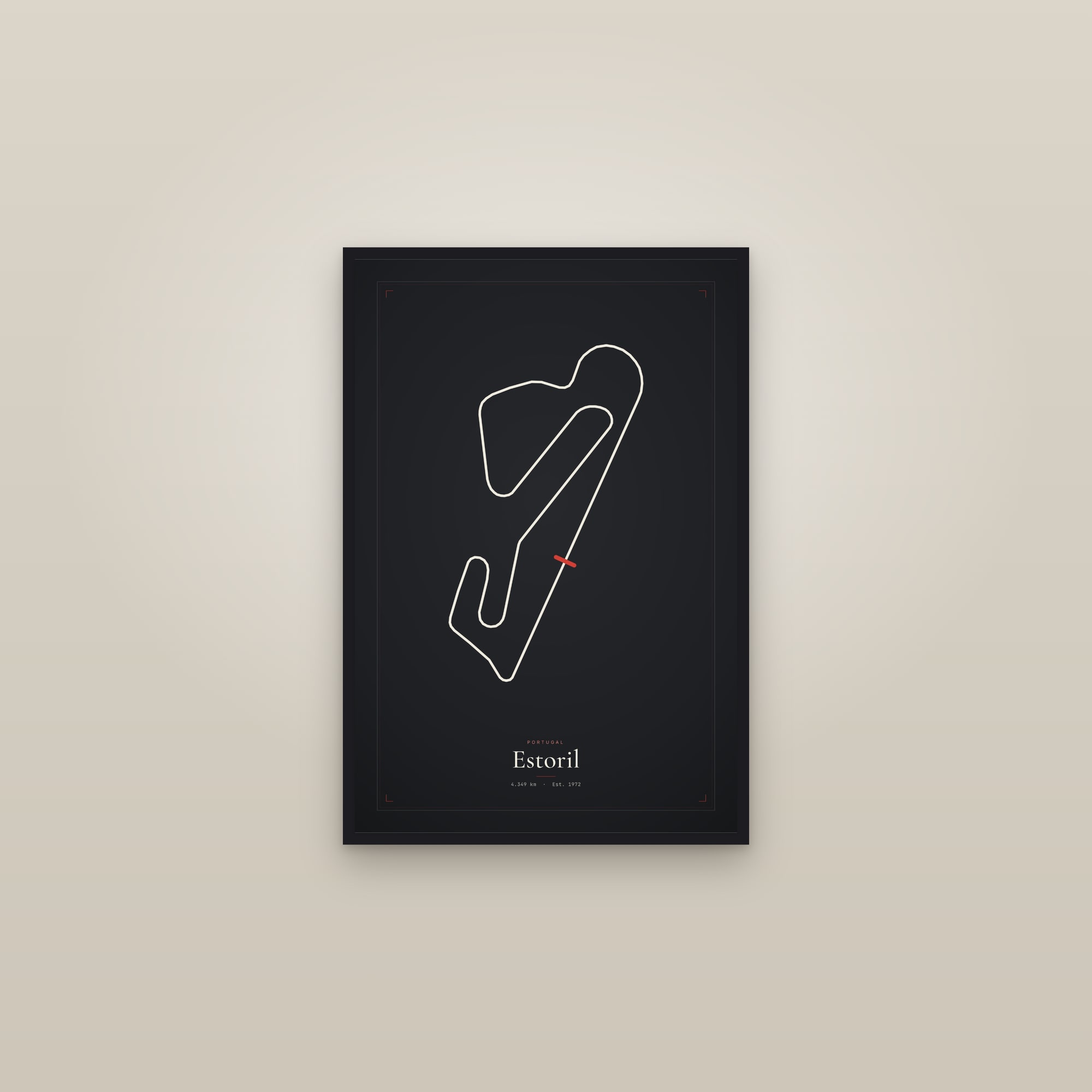 Estoril — Circuit Print — framed in a gallery setting