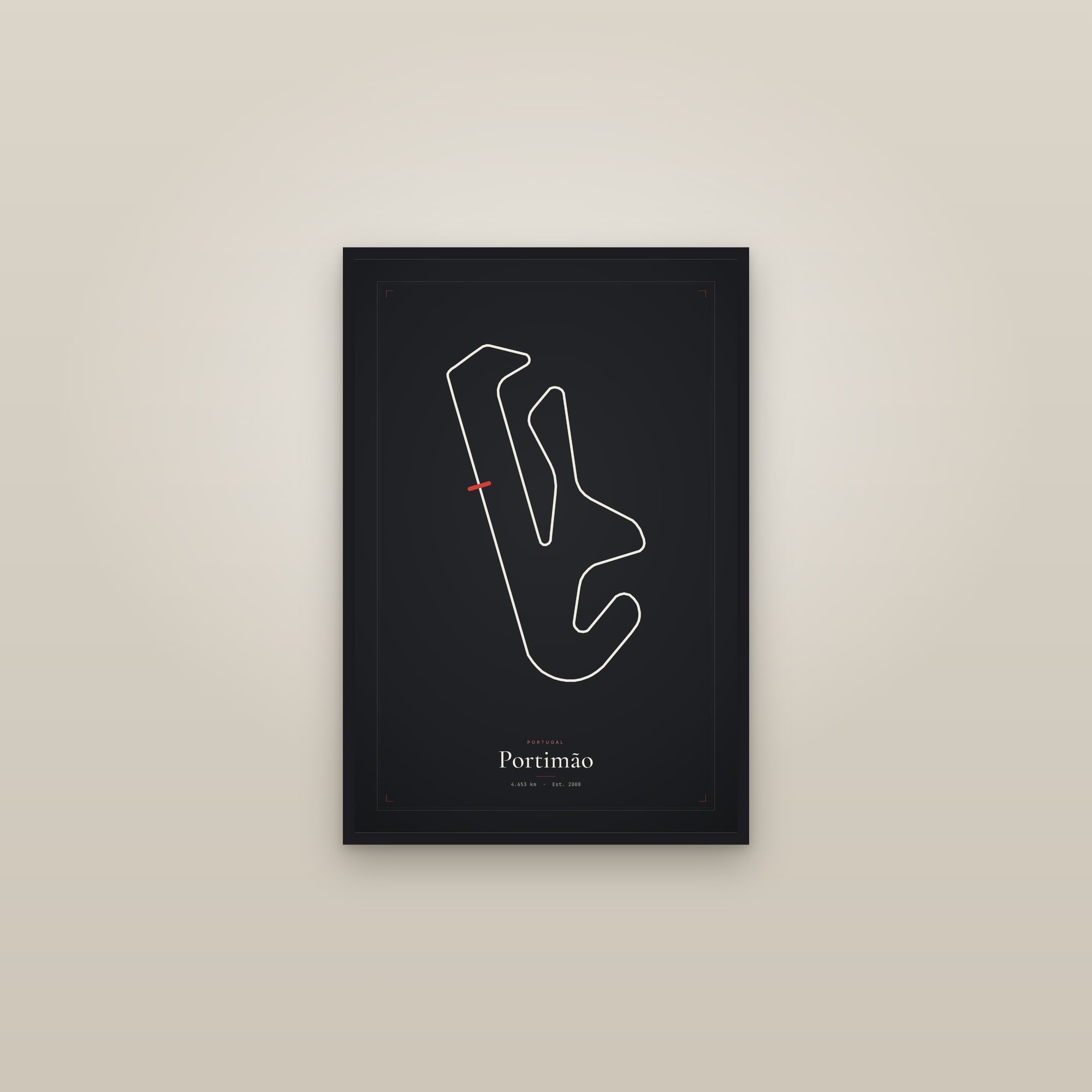 Portimão — Circuit Print — framed in a gallery setting