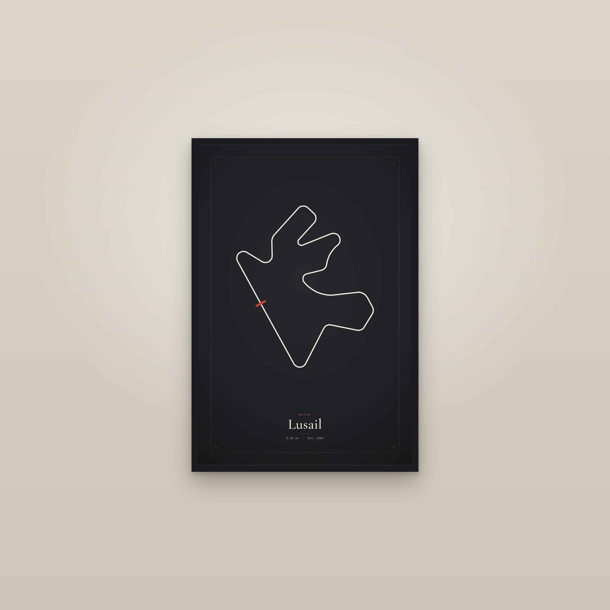 Lusail — Circuit Print — framed in a gallery setting