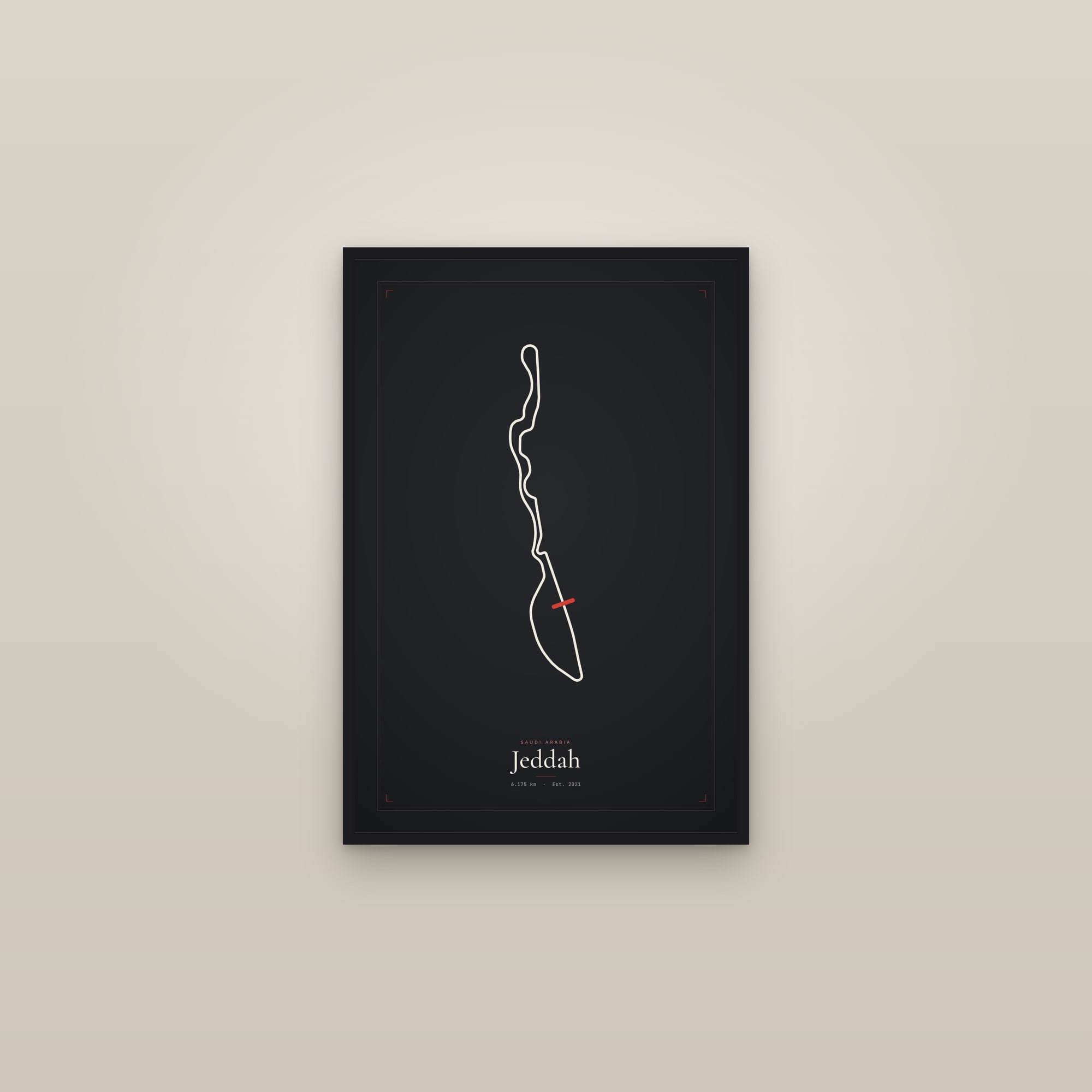 Jeddah — Circuit Print — framed in a gallery setting