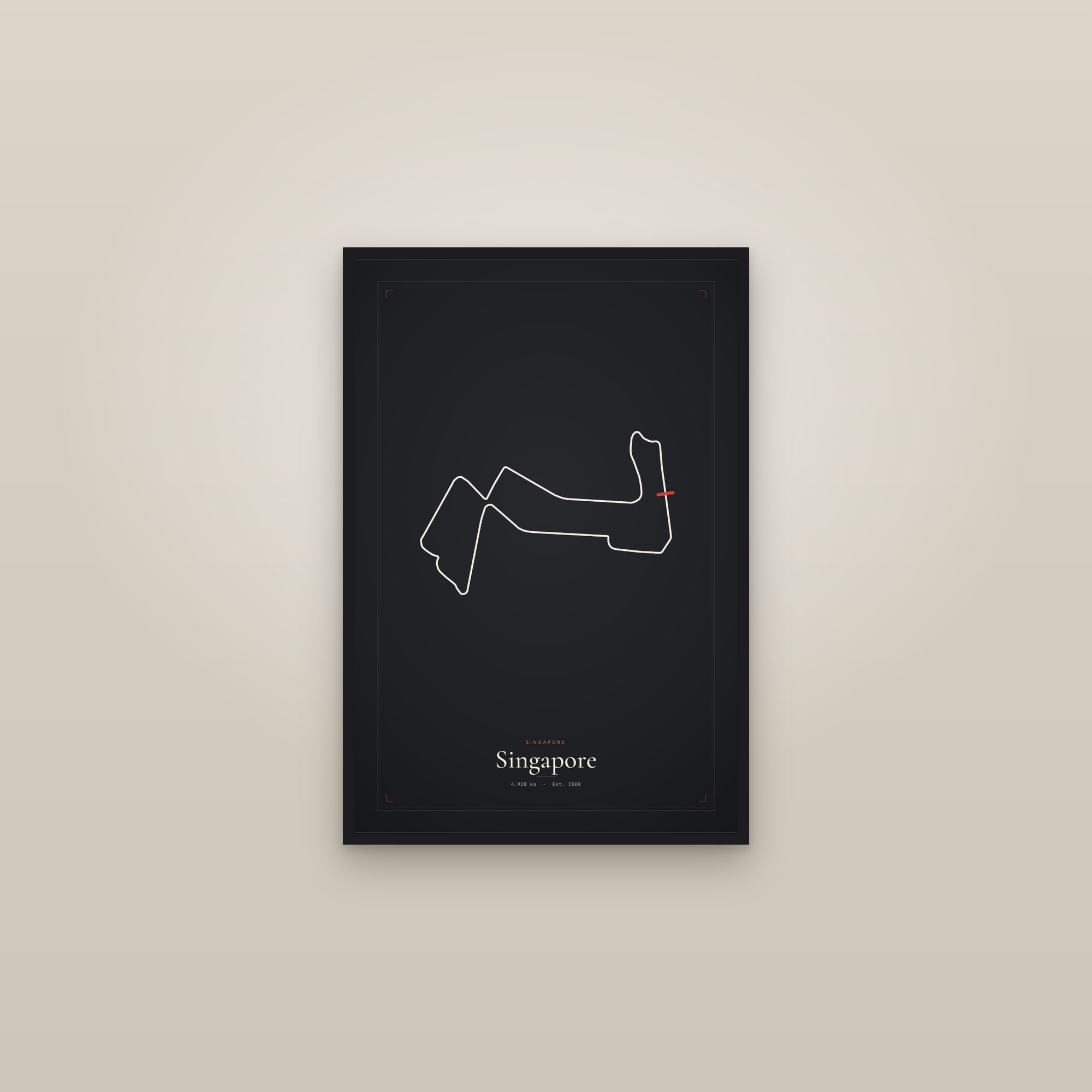 Singapore — Circuit Print — framed in a gallery setting