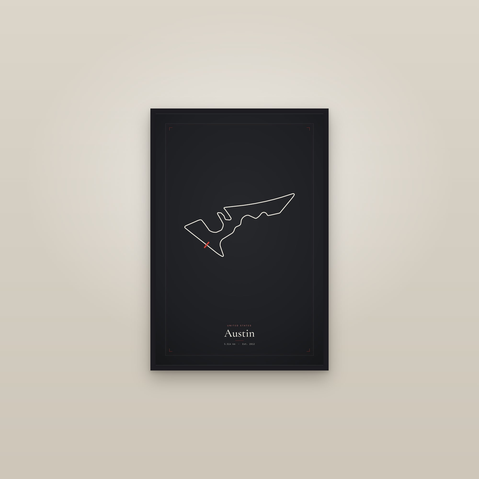 Austin — Circuit Print — framed in a gallery setting