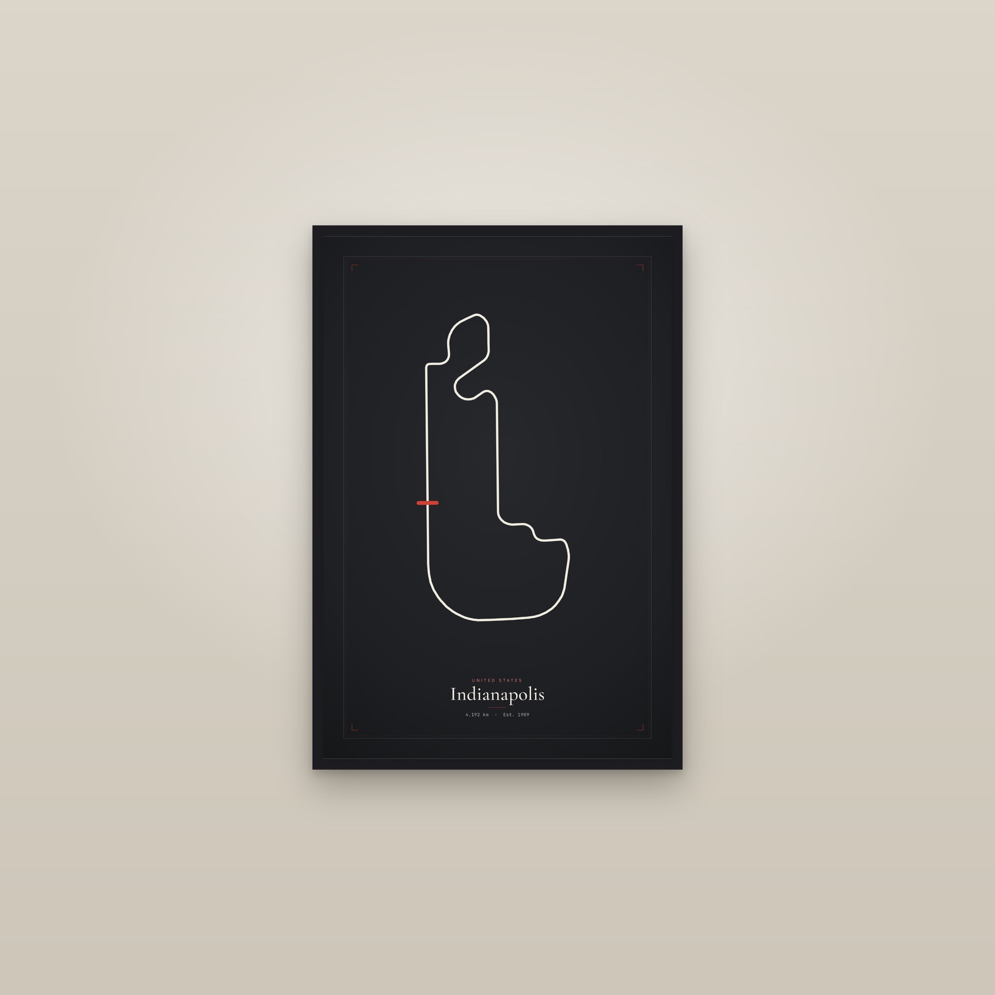 Indianapolis — Circuit Print — framed in a gallery setting