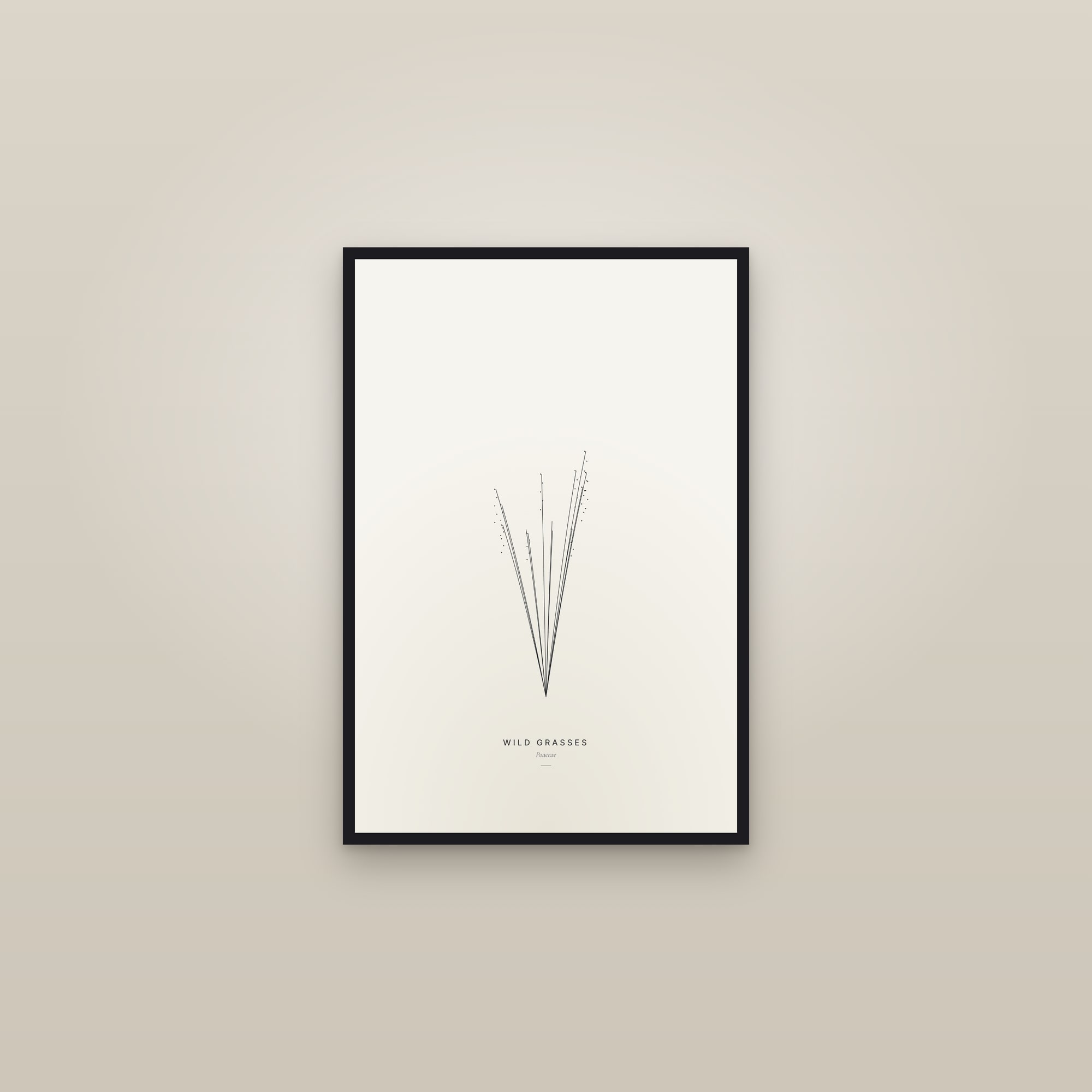 Wild Grasses — Line Study — framed in a gallery setting