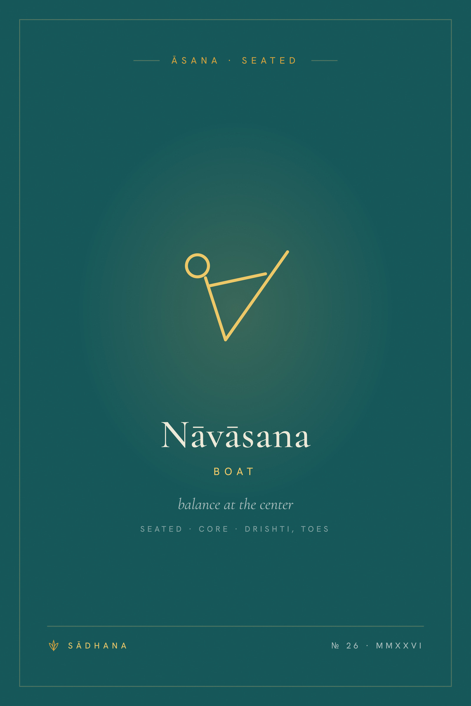 Boat Pose (Emerald) — Yoga Pose Print · Yoga Wall Art