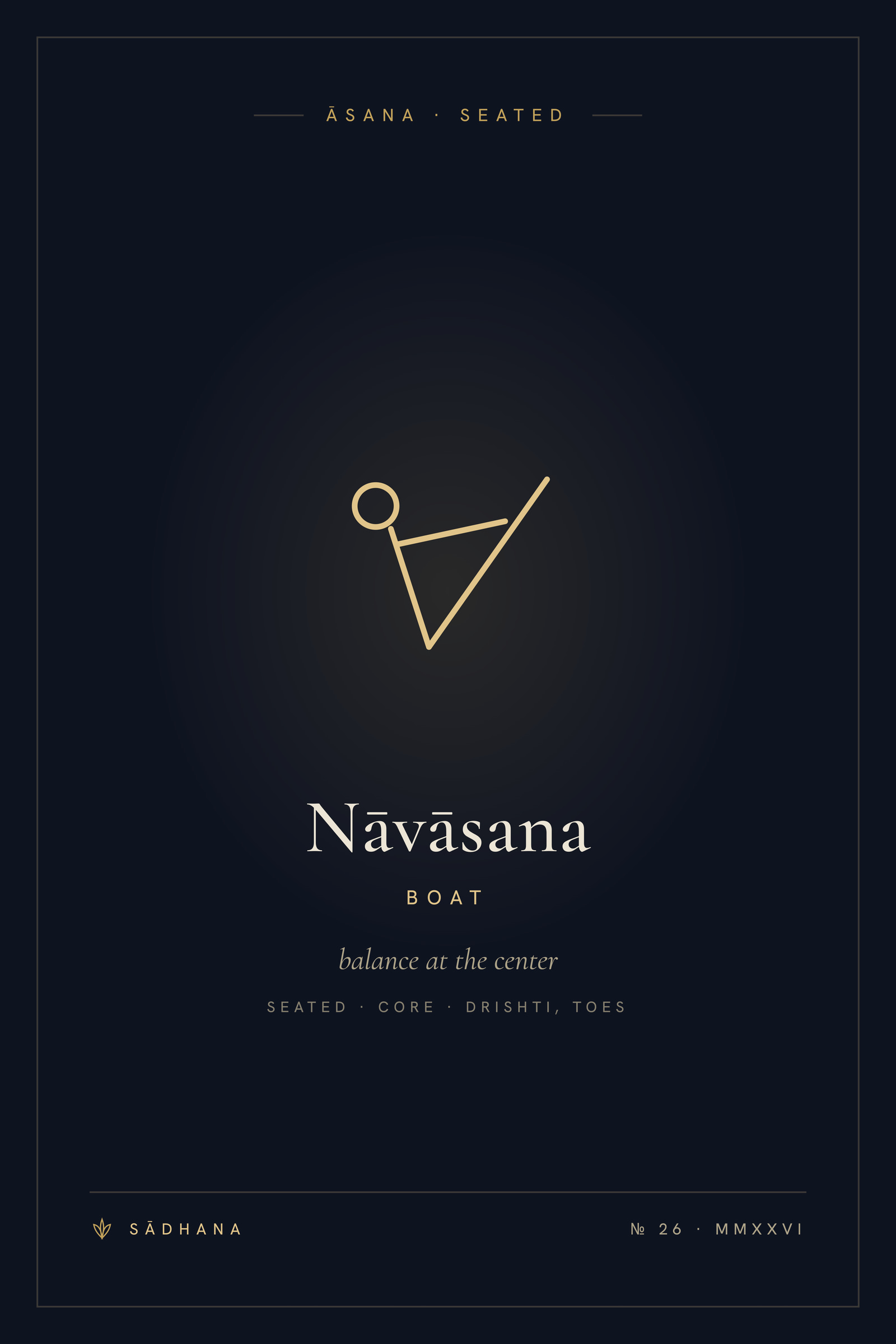 Boat Pose (Midnight) — Yoga Pose Print · Yoga Wall Art
