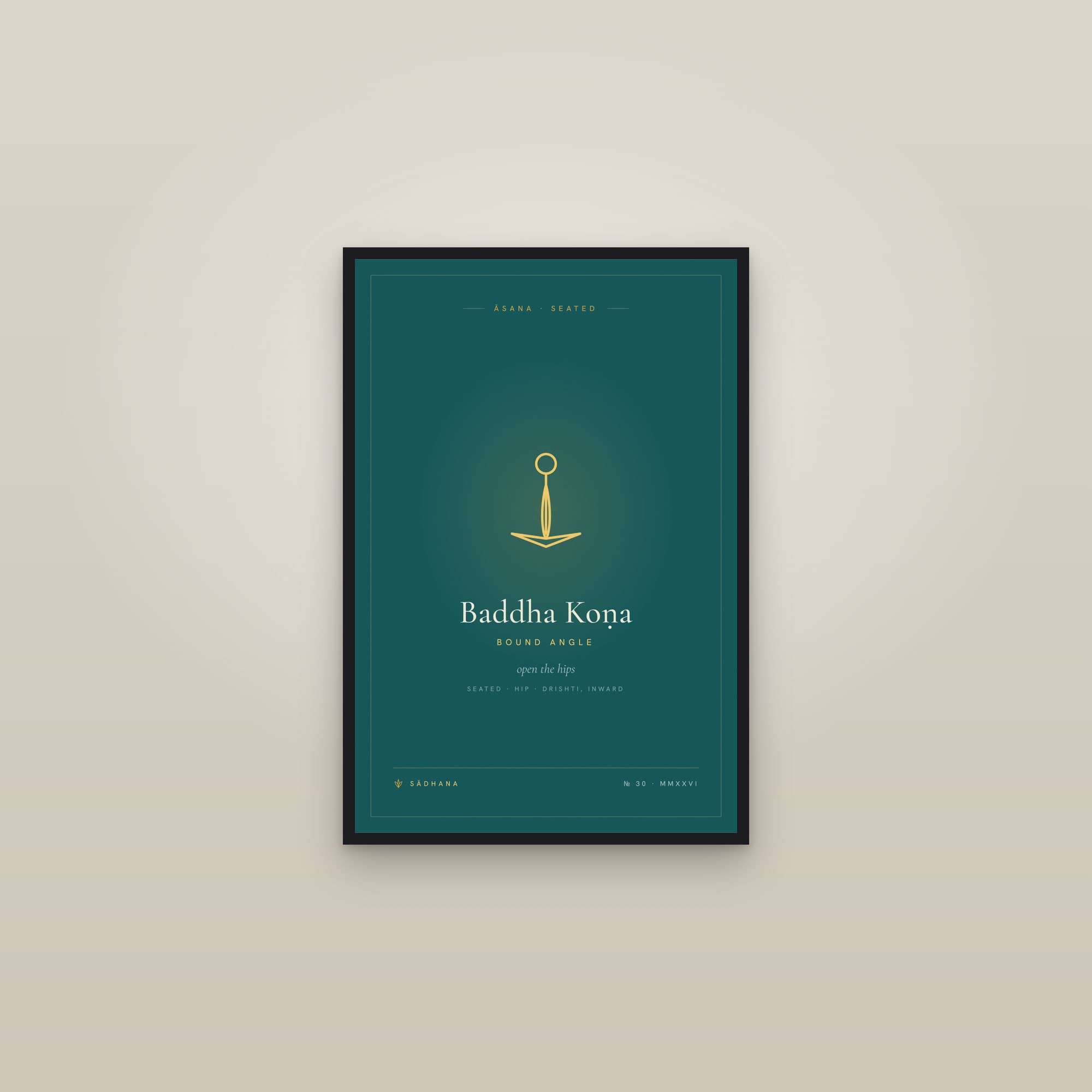 Bound Angle Pose (Emerald) — Yoga Pose Print · Yoga Wall Art — framed in a gallery setting