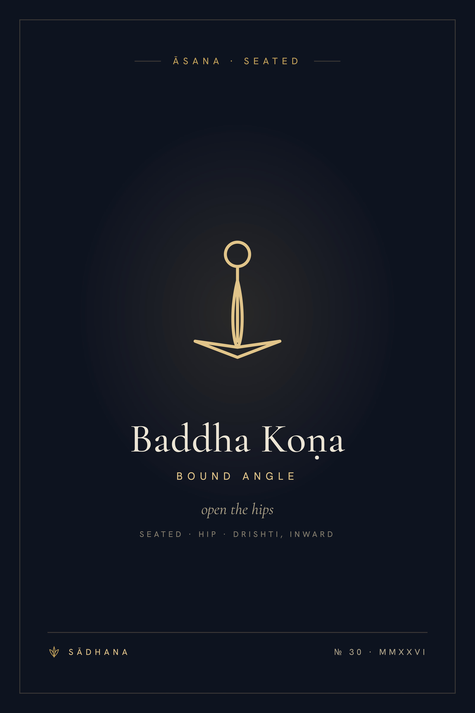 Bound Angle Pose (Midnight) — Yoga Pose Print · Yoga Wall Art