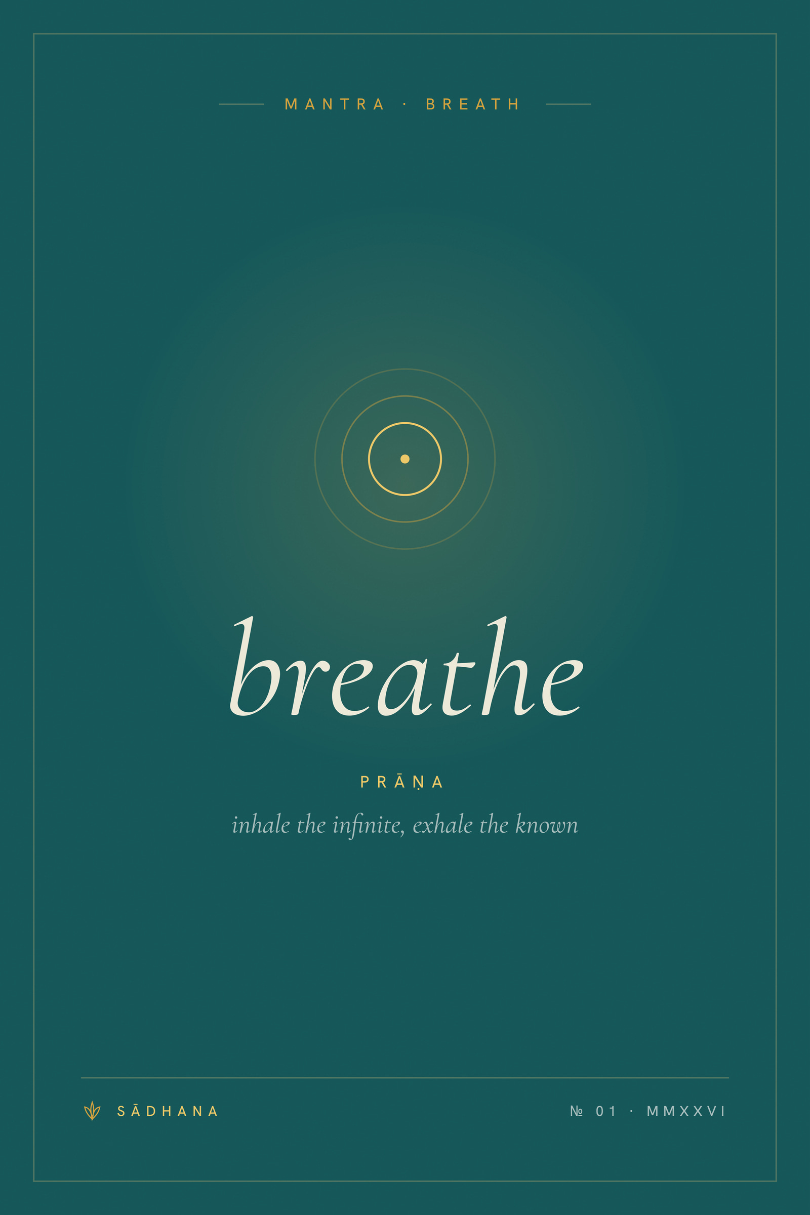 Breathe (Emerald) — Yoga Mantra Print · Meditation Wall Art