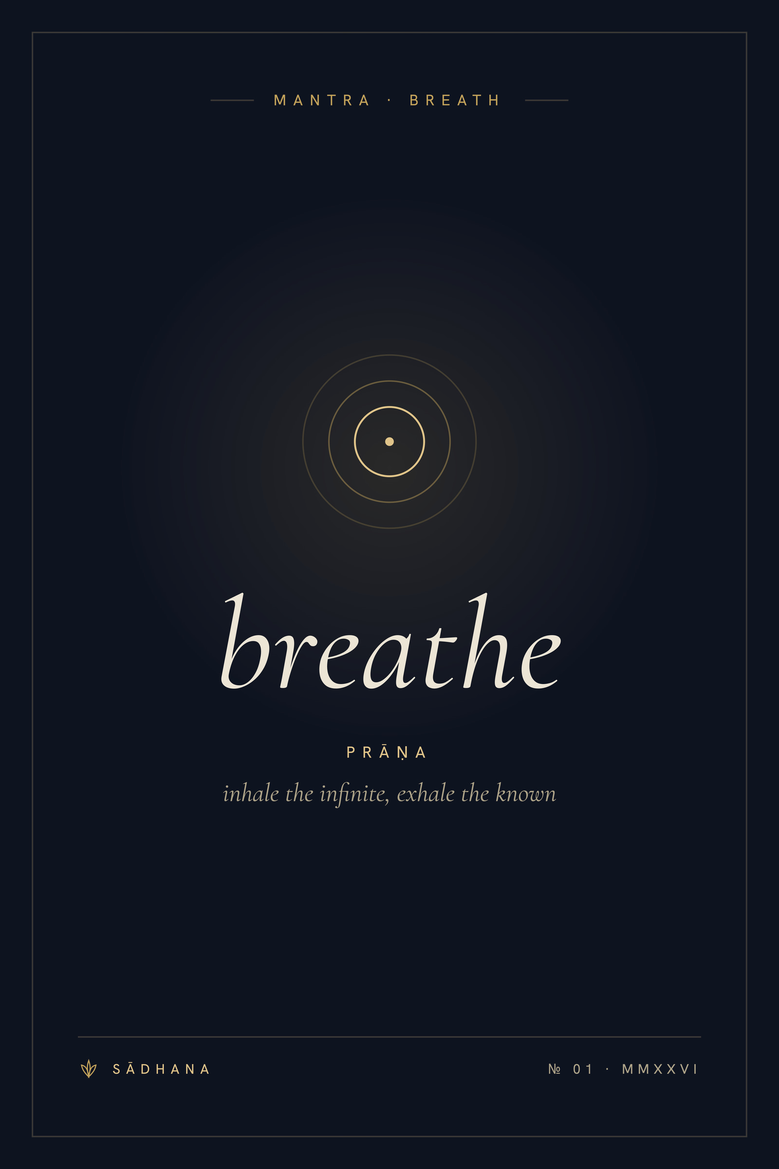 Breathe (Midnight) — Yoga Mantra Print · Meditation Wall Art