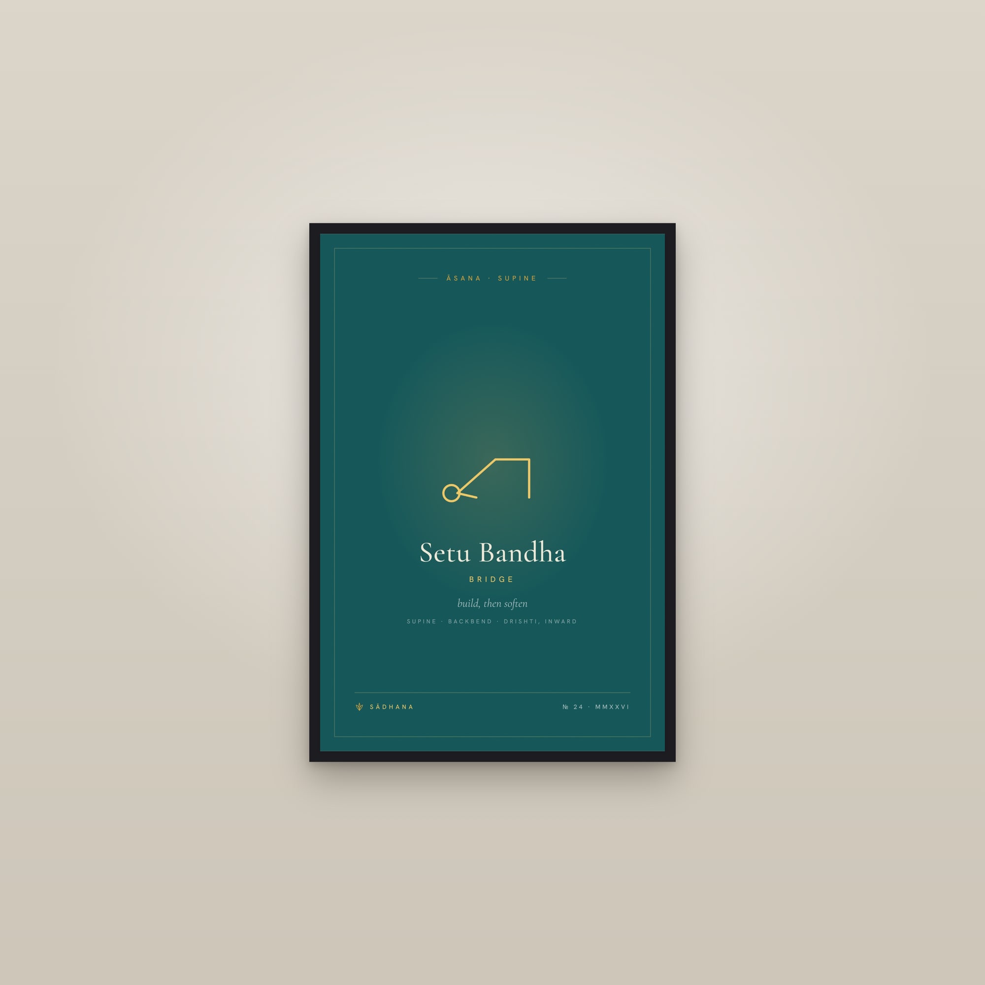 Bridge Pose (Emerald) — Yoga Pose Print · Yoga Wall Art — framed in a gallery setting