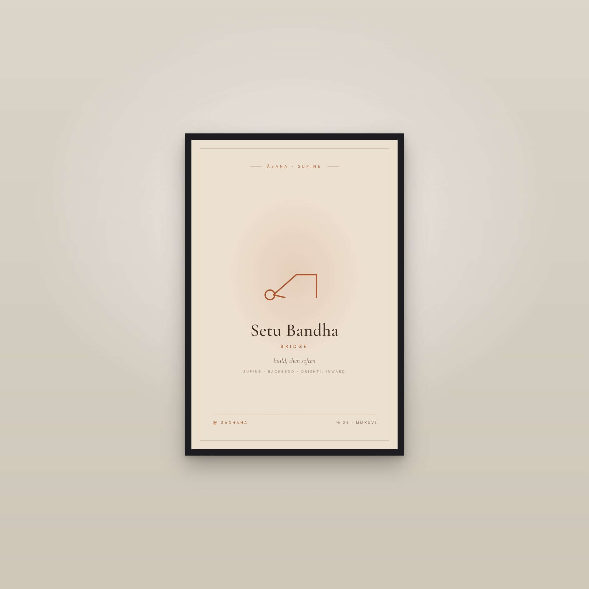 Bridge Pose (Terra) — Yoga Pose Print · Yoga Wall Art — framed in a gallery setting