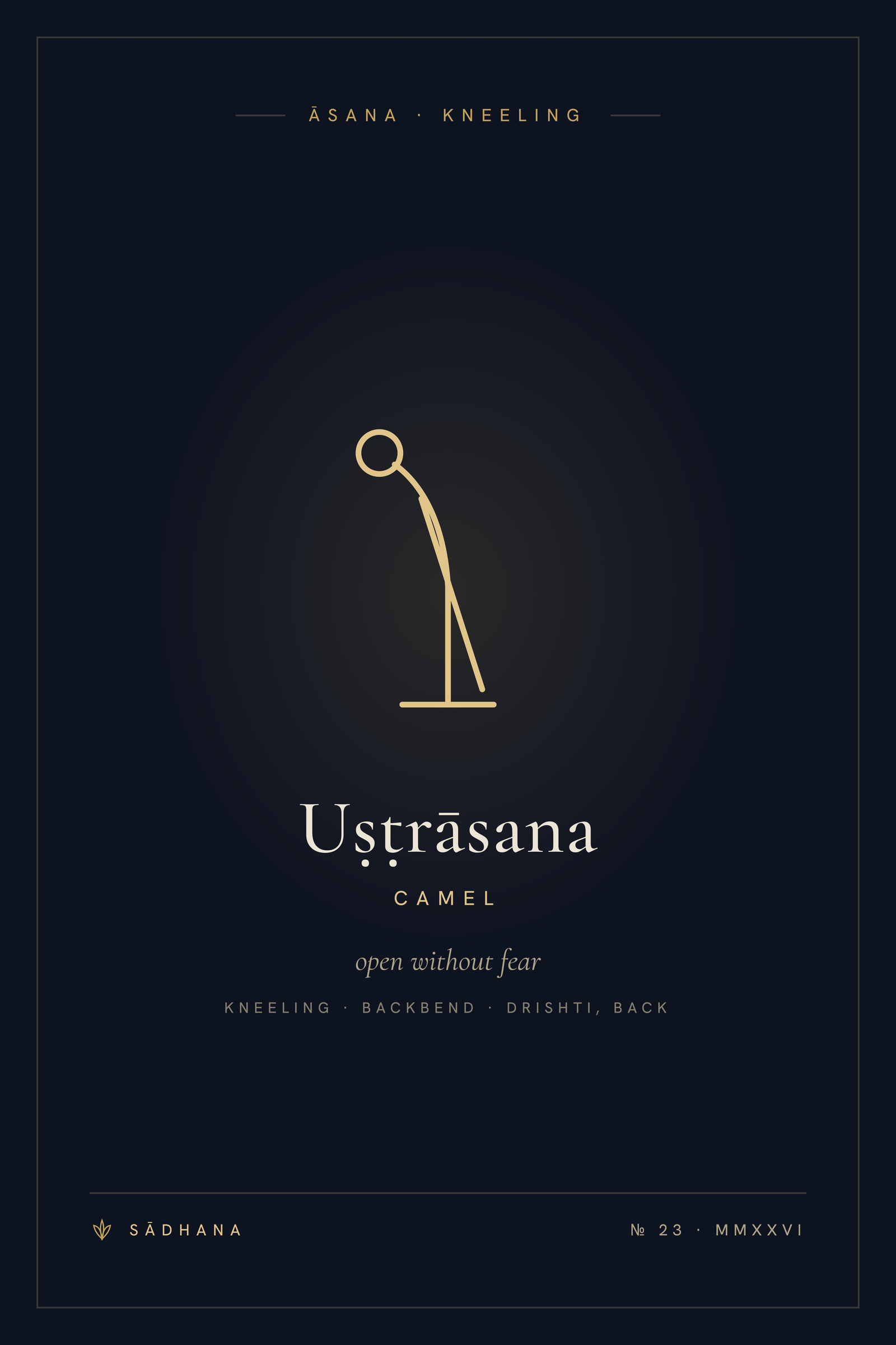 Camel Pose (Midnight) — Yoga Pose Print · Yoga Wall Art