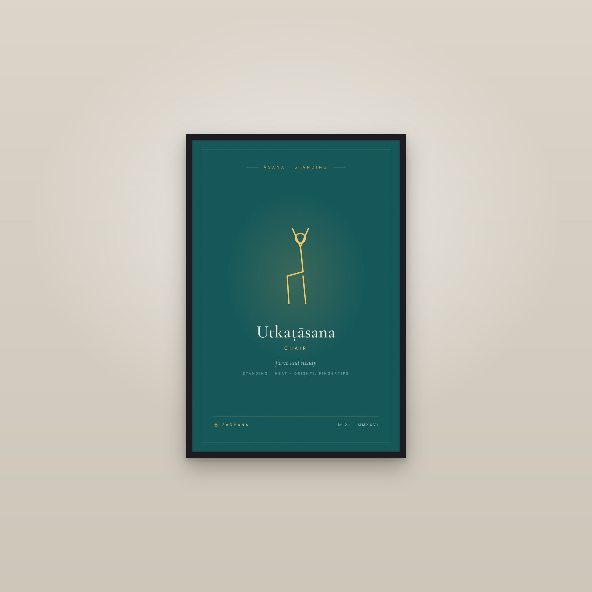 Chair Pose (Emerald) — Yoga Pose Print · Yoga Wall Art — framed in a gallery setting