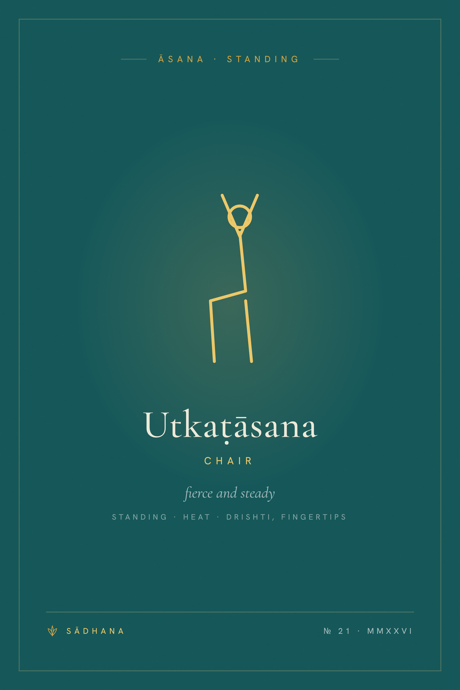 Chair Pose (Emerald) — Yoga Pose Print · Yoga Wall Art