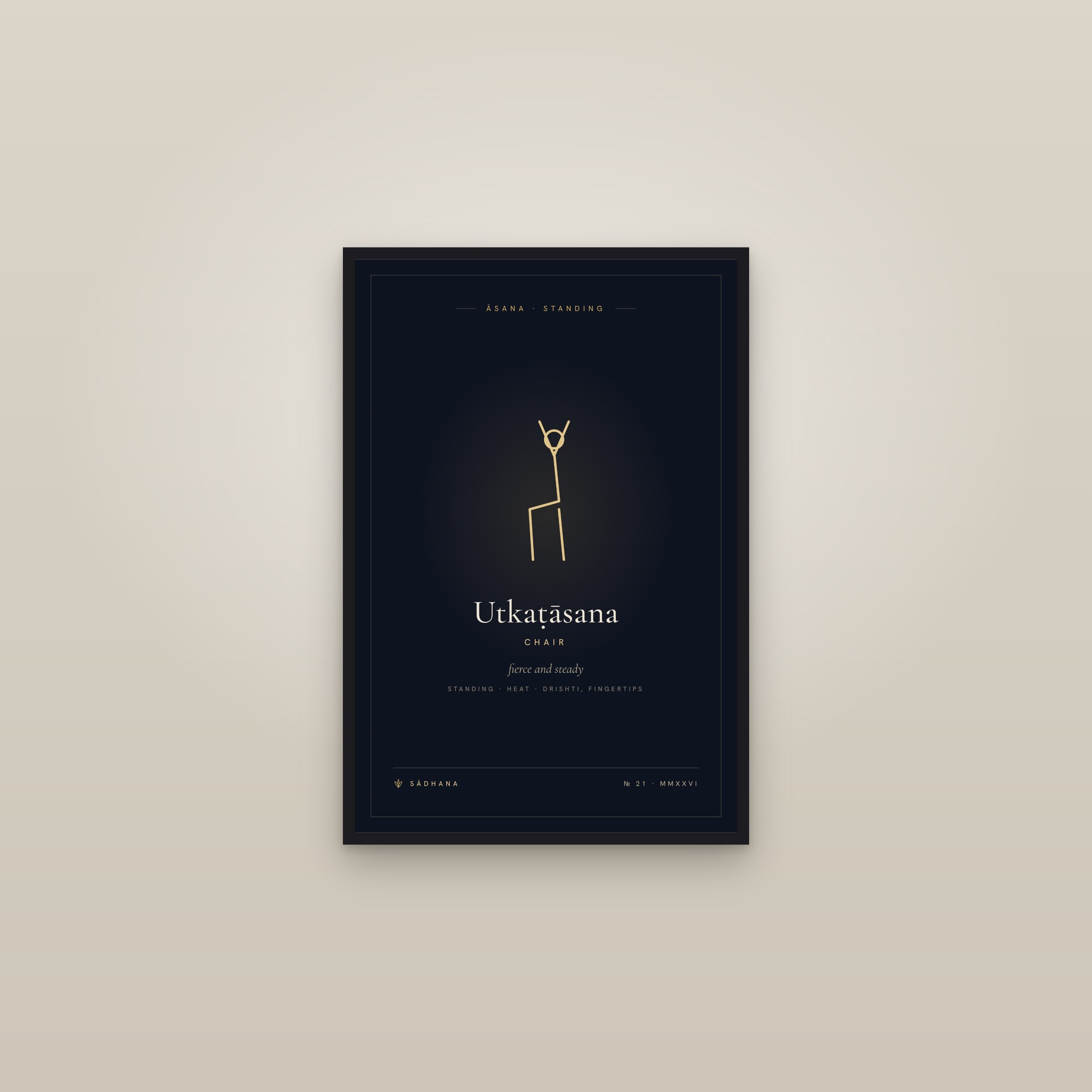 Chair Pose (Midnight) — Yoga Pose Print · Yoga Wall Art — framed in a gallery setting
