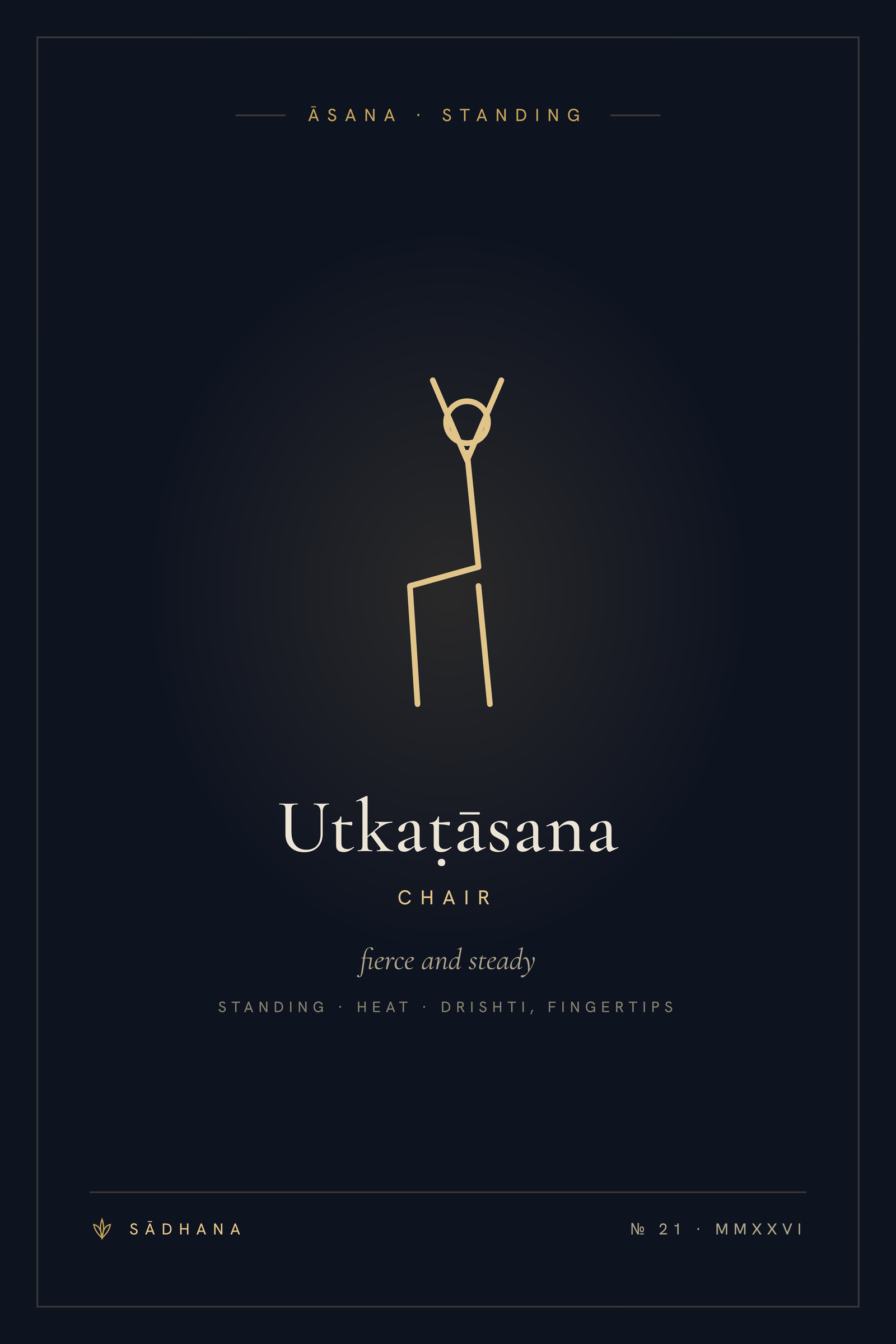 Chair Pose (Midnight) — Yoga Pose Print · Yoga Wall Art