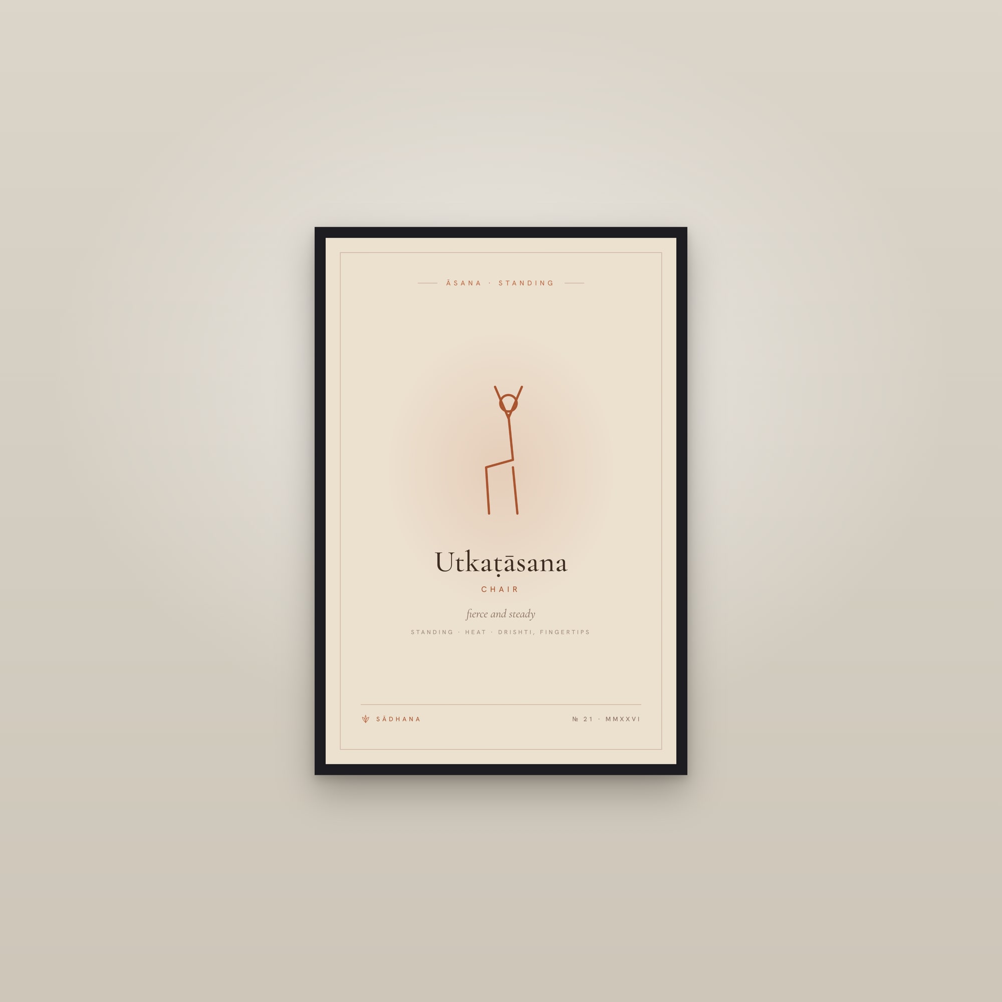 Chair Pose (Terra) — Yoga Pose Print · Yoga Wall Art — framed in a gallery setting