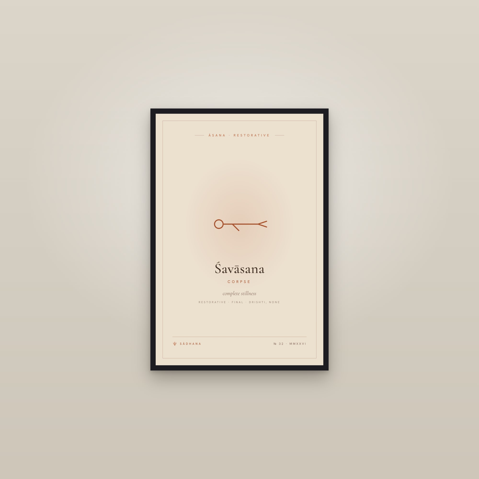 Corpse Pose (Terra) — Yoga Pose Print · Yoga Wall Art — framed in a gallery setting
