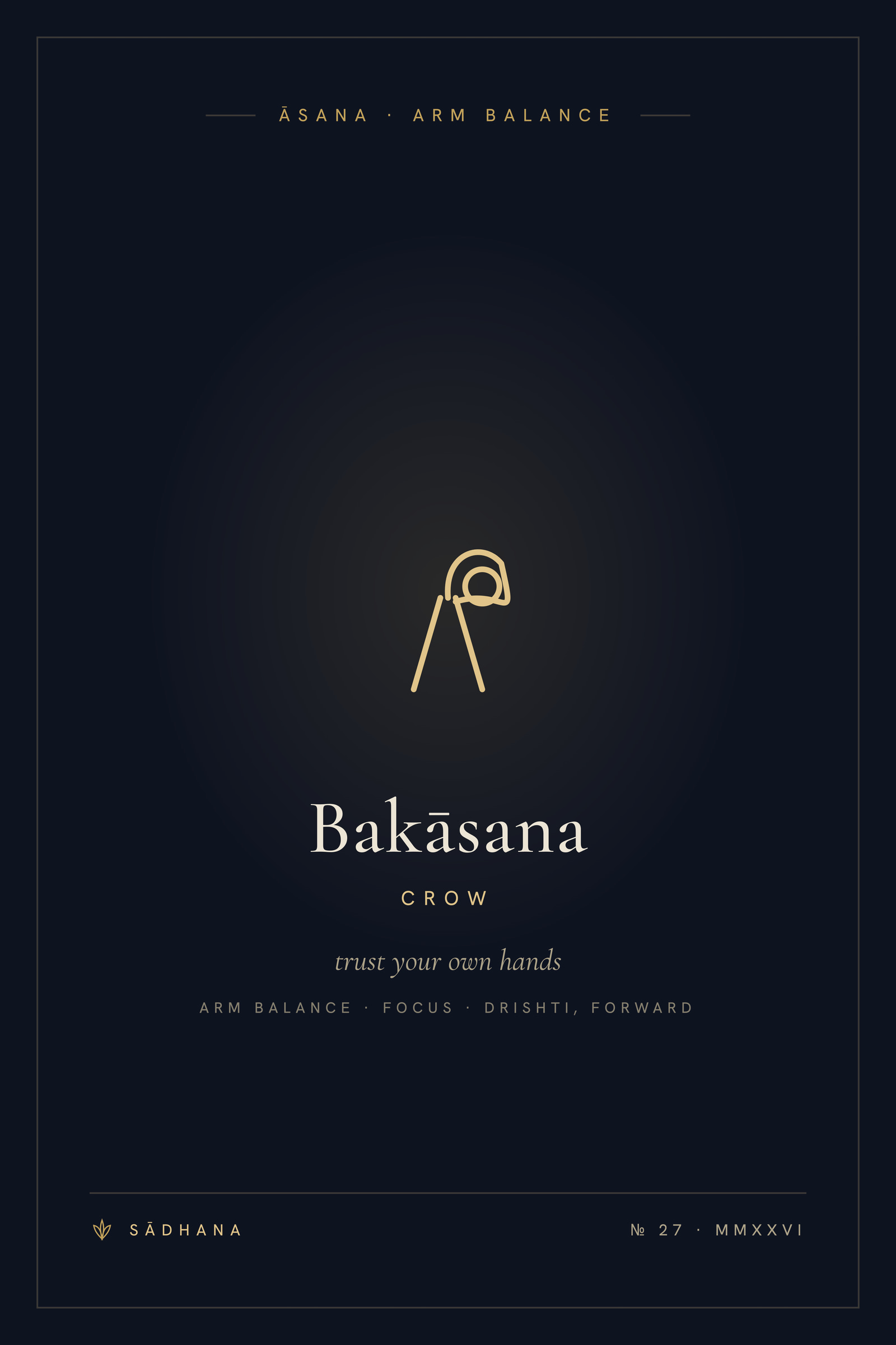 Crow Pose (Midnight) — Yoga Pose Print · Yoga Wall Art