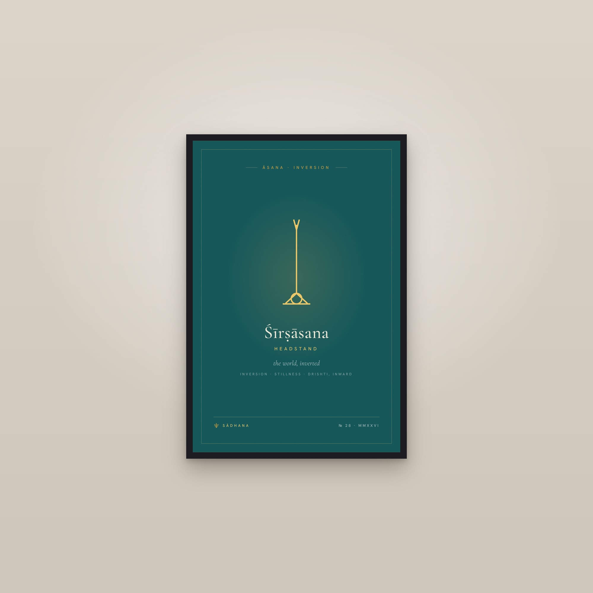 Headstand (Emerald) — Yoga Pose Print · Yoga Wall Art — framed in a gallery setting