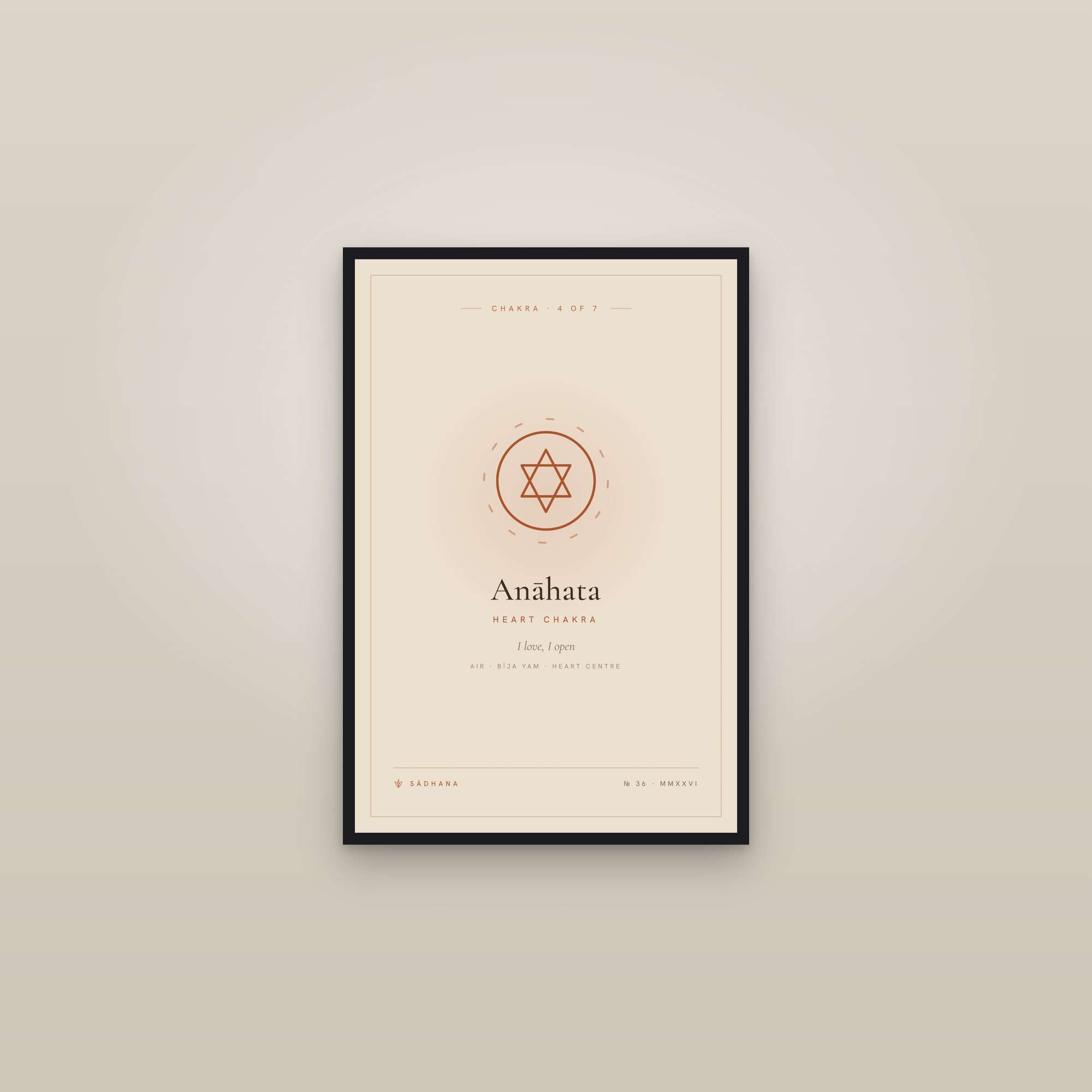 Heart Chakra (Terra) — Chakra Art Print · Yoga Wall Art — framed in a gallery setting