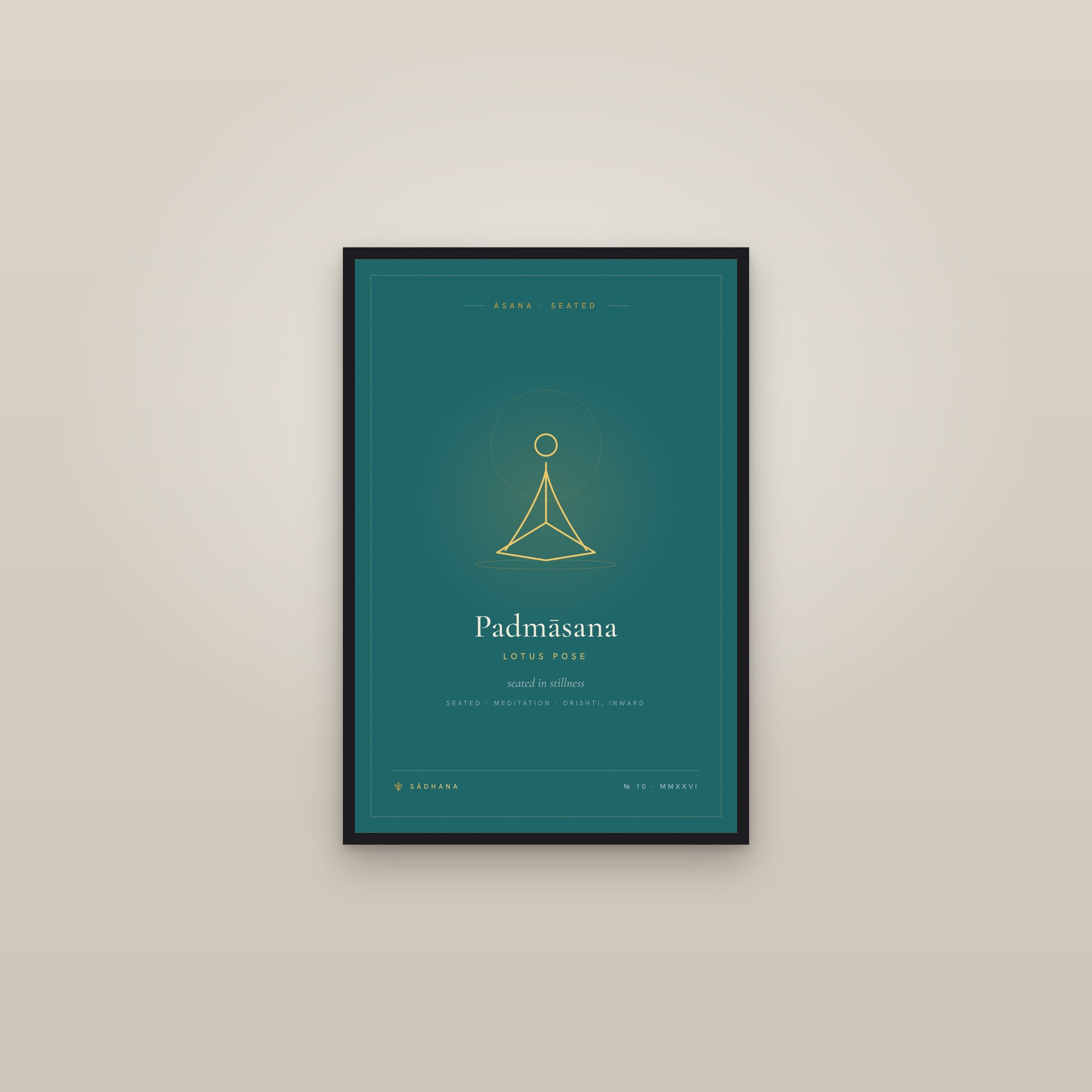 Lotus Pose (Emerald) — Yoga Pose Print · Yoga Wall Art — framed in a gallery setting