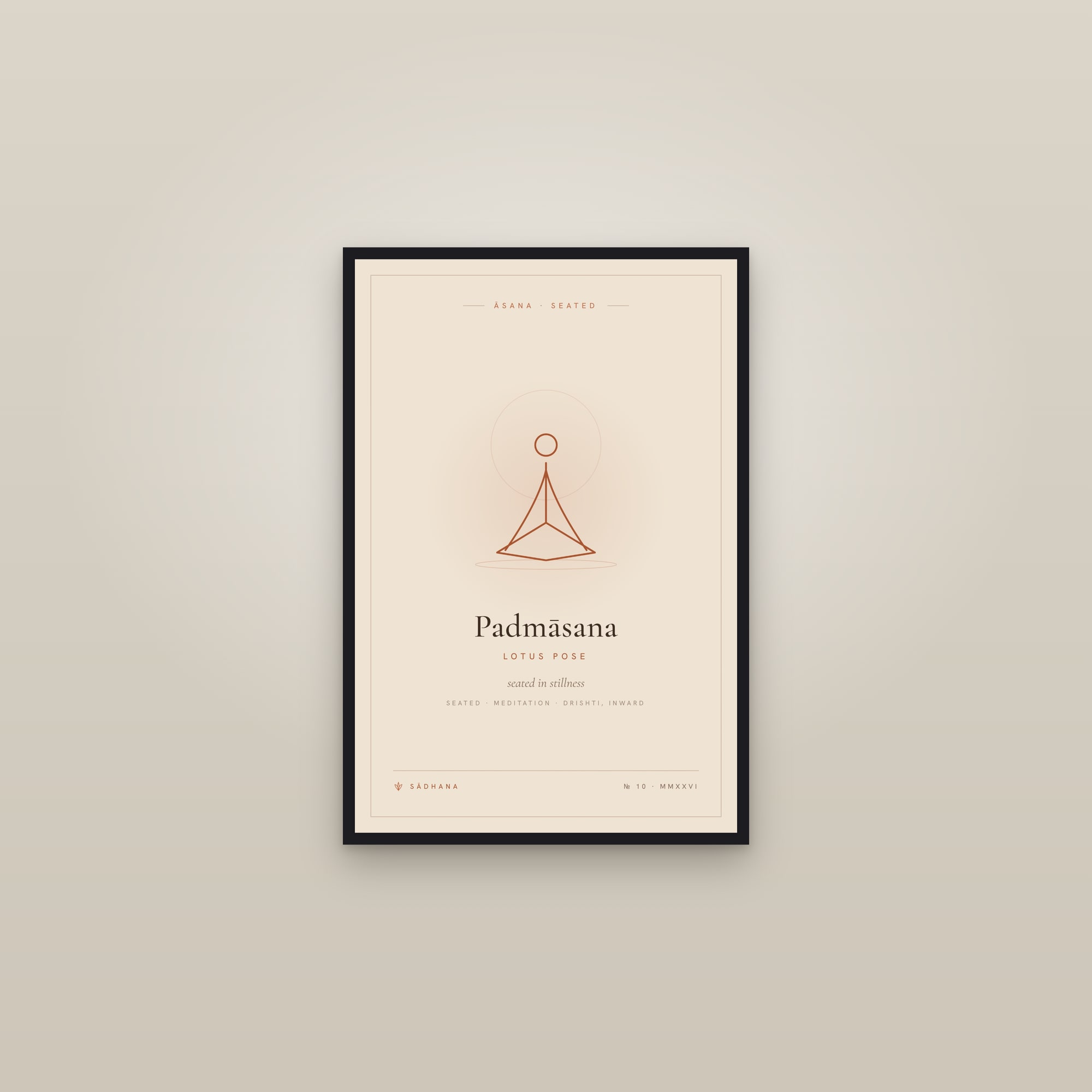 Lotus Pose (Terra) — Yoga Pose Print · Yoga Wall Art — framed in a gallery setting