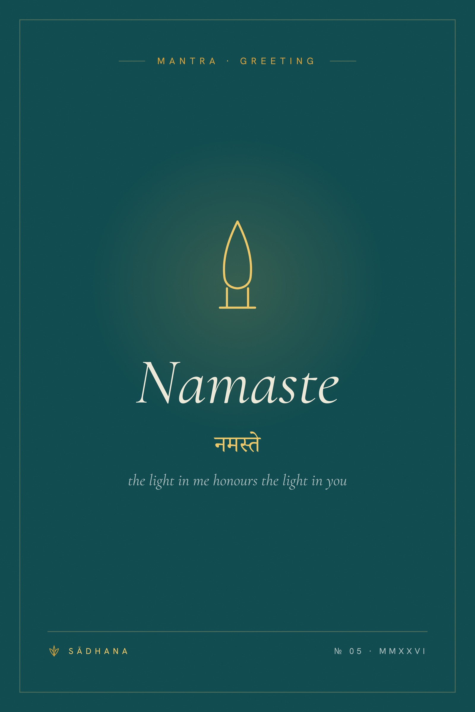 Namaste (Emerald) — Yoga Mantra Print · Meditation Wall Art