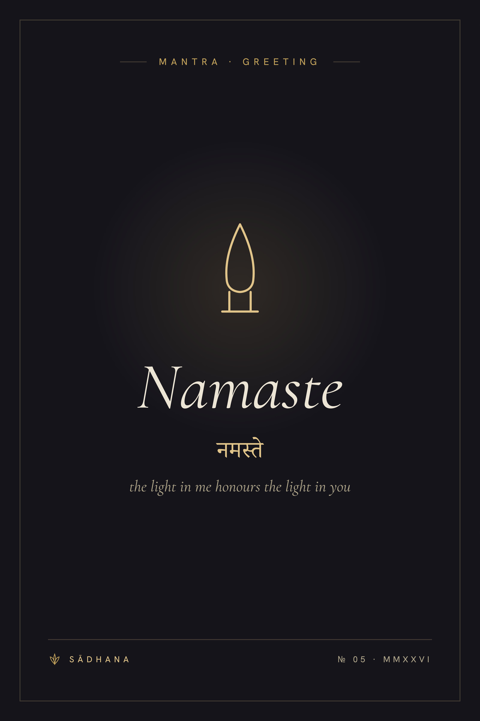 Namaste (Midnight) — Yoga Mantra Print · Meditation Wall Art