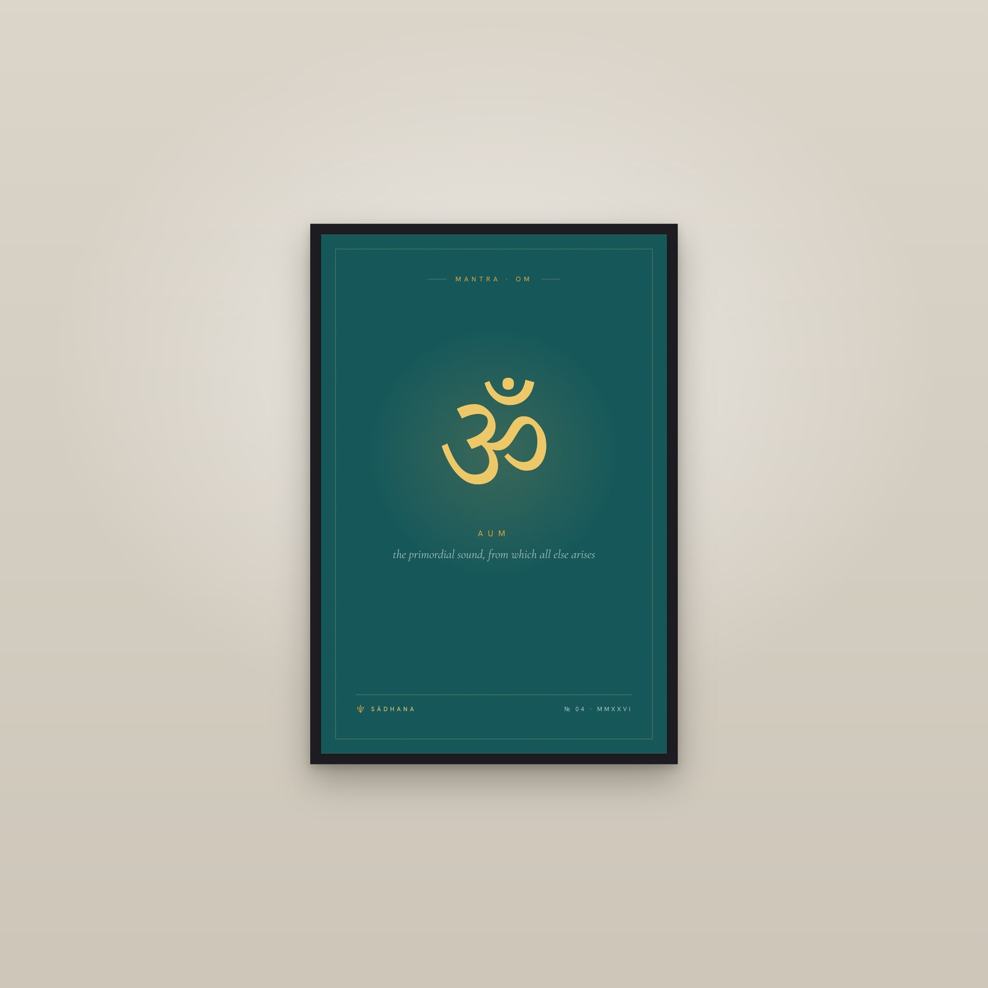 Om (Emerald) — Yoga Mantra Print · Meditation Wall Art — framed in a gallery setting