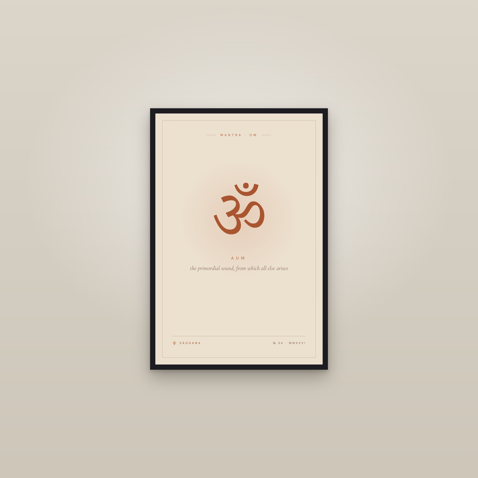 Om (Terra) — Yoga Mantra Print · Meditation Wall Art — framed in a gallery setting