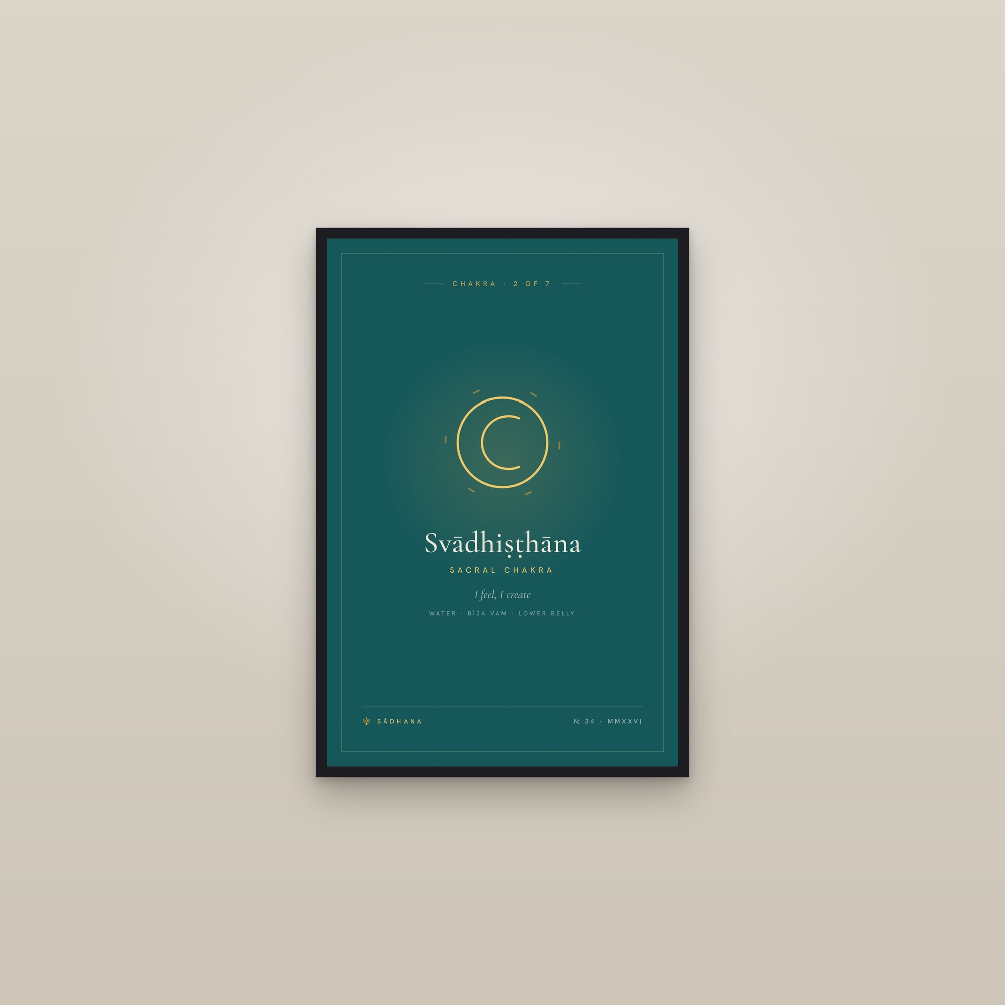 Sacral Chakra (Emerald) — Chakra Art Print · Yoga Wall Art — framed in a gallery setting