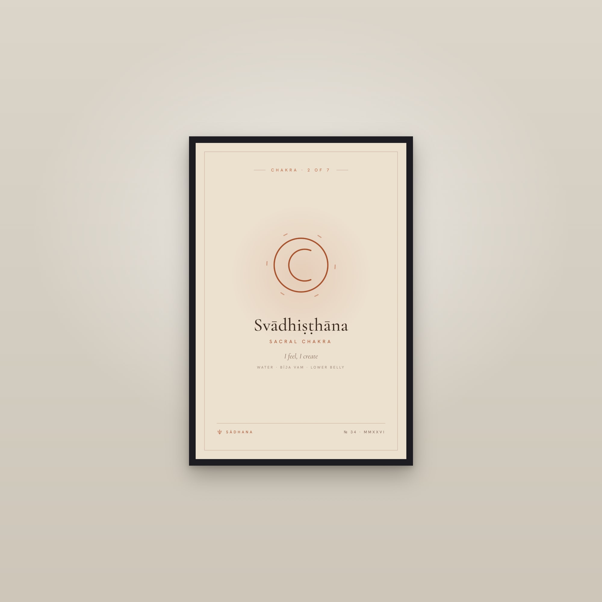 Sacral Chakra (Terra) — Chakra Art Print · Yoga Wall Art — framed in a gallery setting