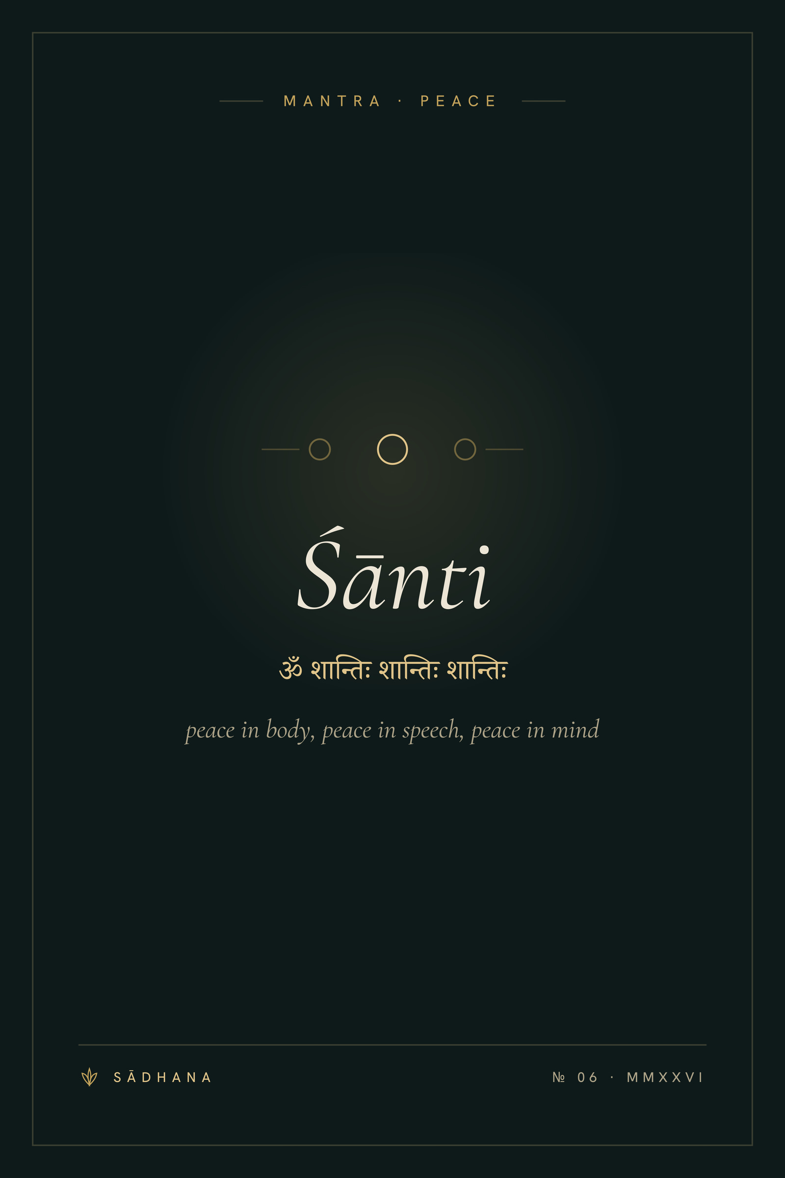 Śānti (Midnight) — Yoga Mantra Print · Meditation Wall Art