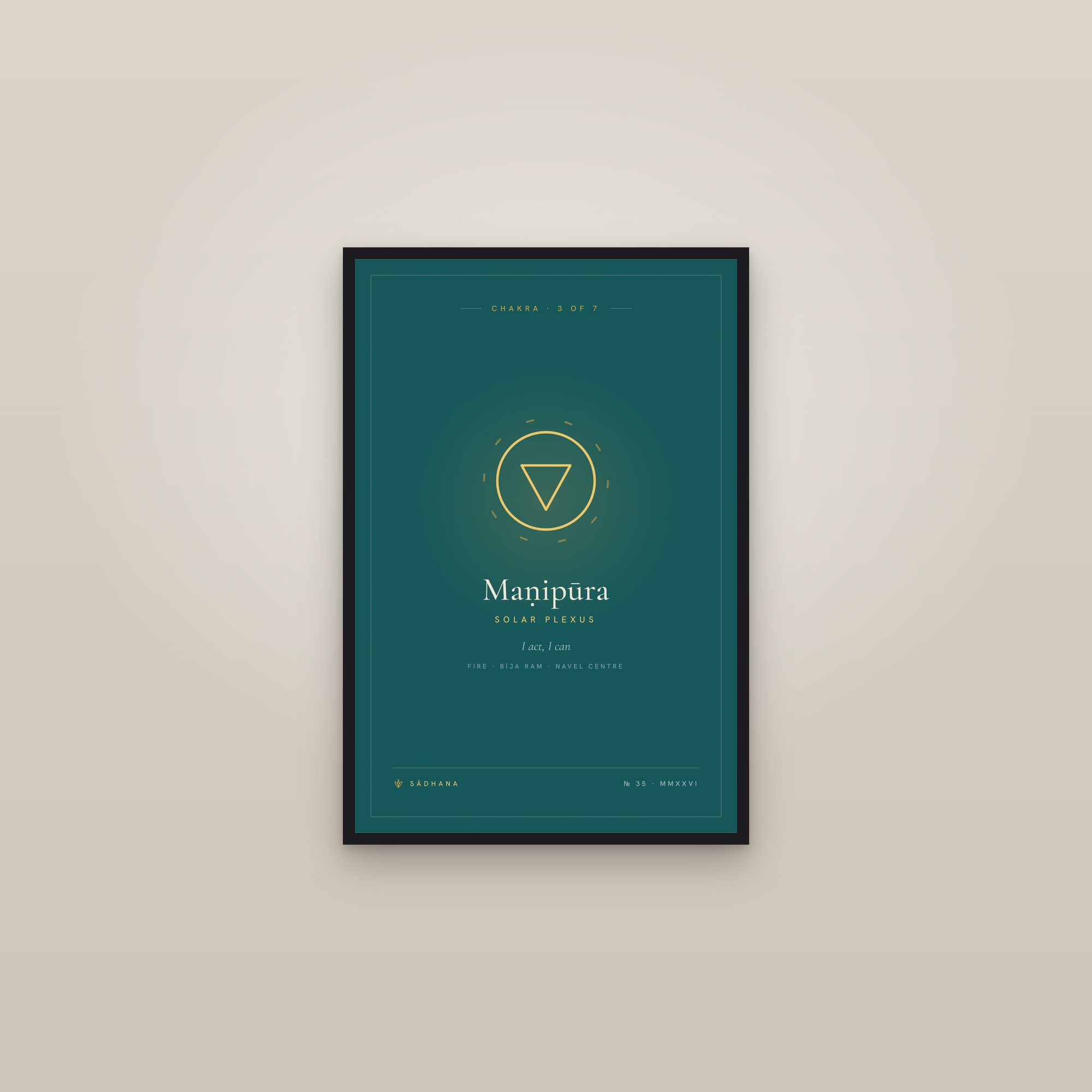 Solar Plexus Chakra (Emerald) — Chakra Art Print · Yoga Wall Art — framed in a gallery setting