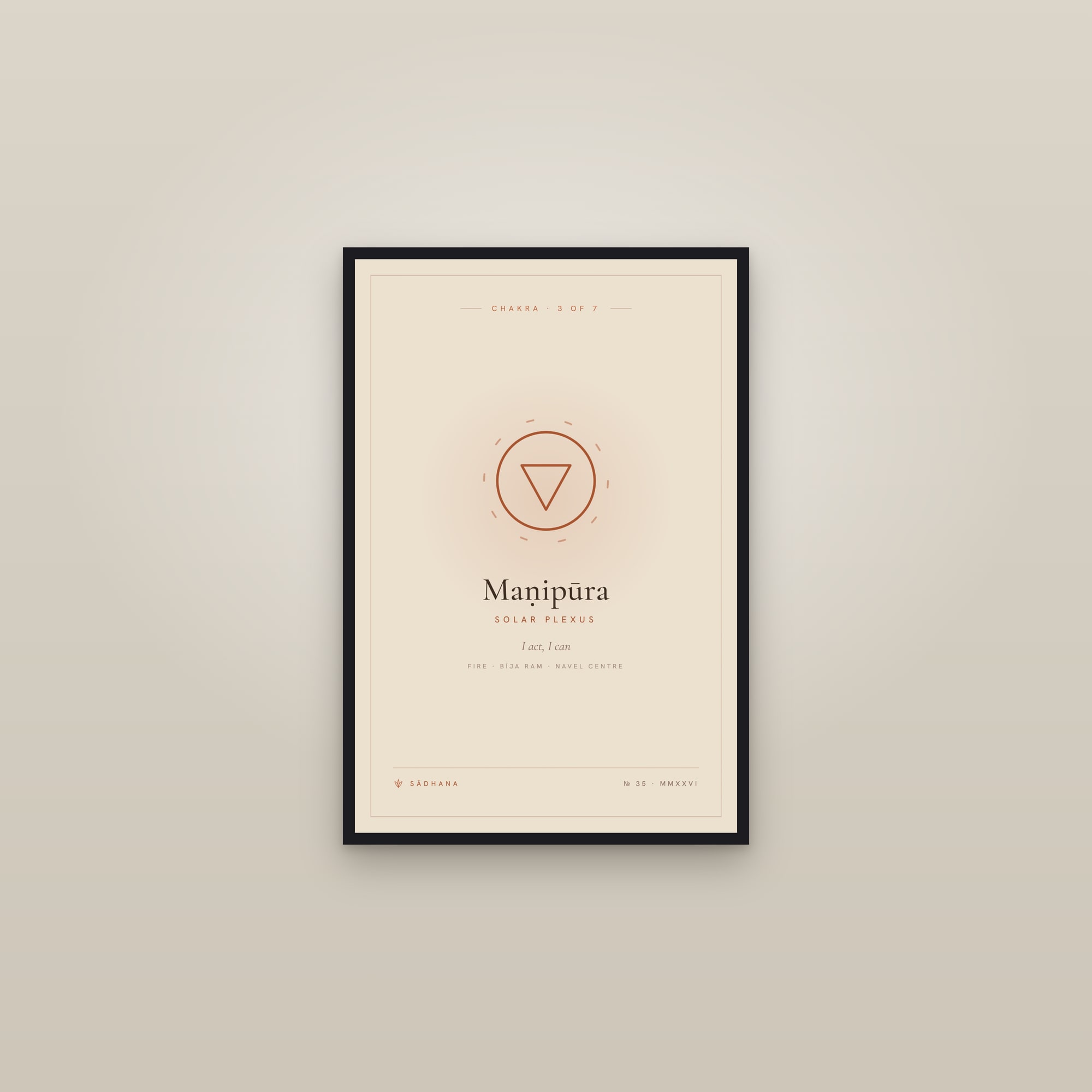 Solar Plexus Chakra (Terra) — Chakra Art Print · Yoga Wall Art — framed in a gallery setting