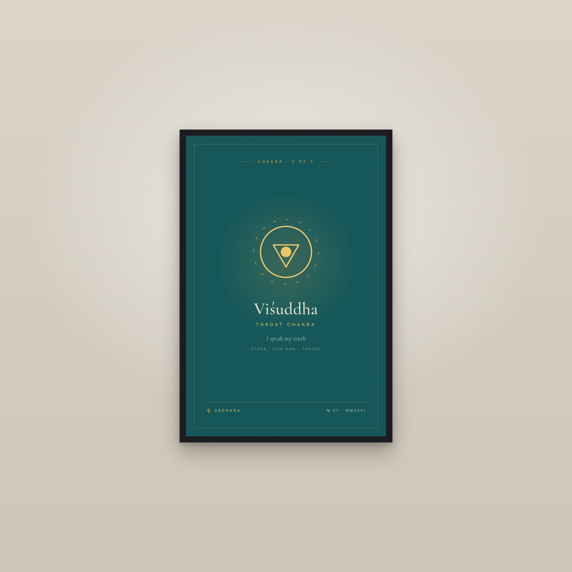 Throat Chakra (Emerald) — Chakra Art Print · Yoga Wall Art — framed in a gallery setting