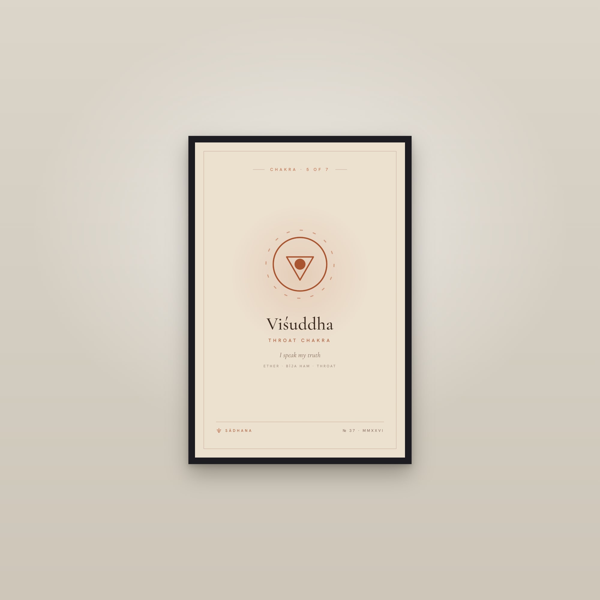 Throat Chakra (Terra) — Chakra Art Print · Yoga Wall Art — framed in a gallery setting