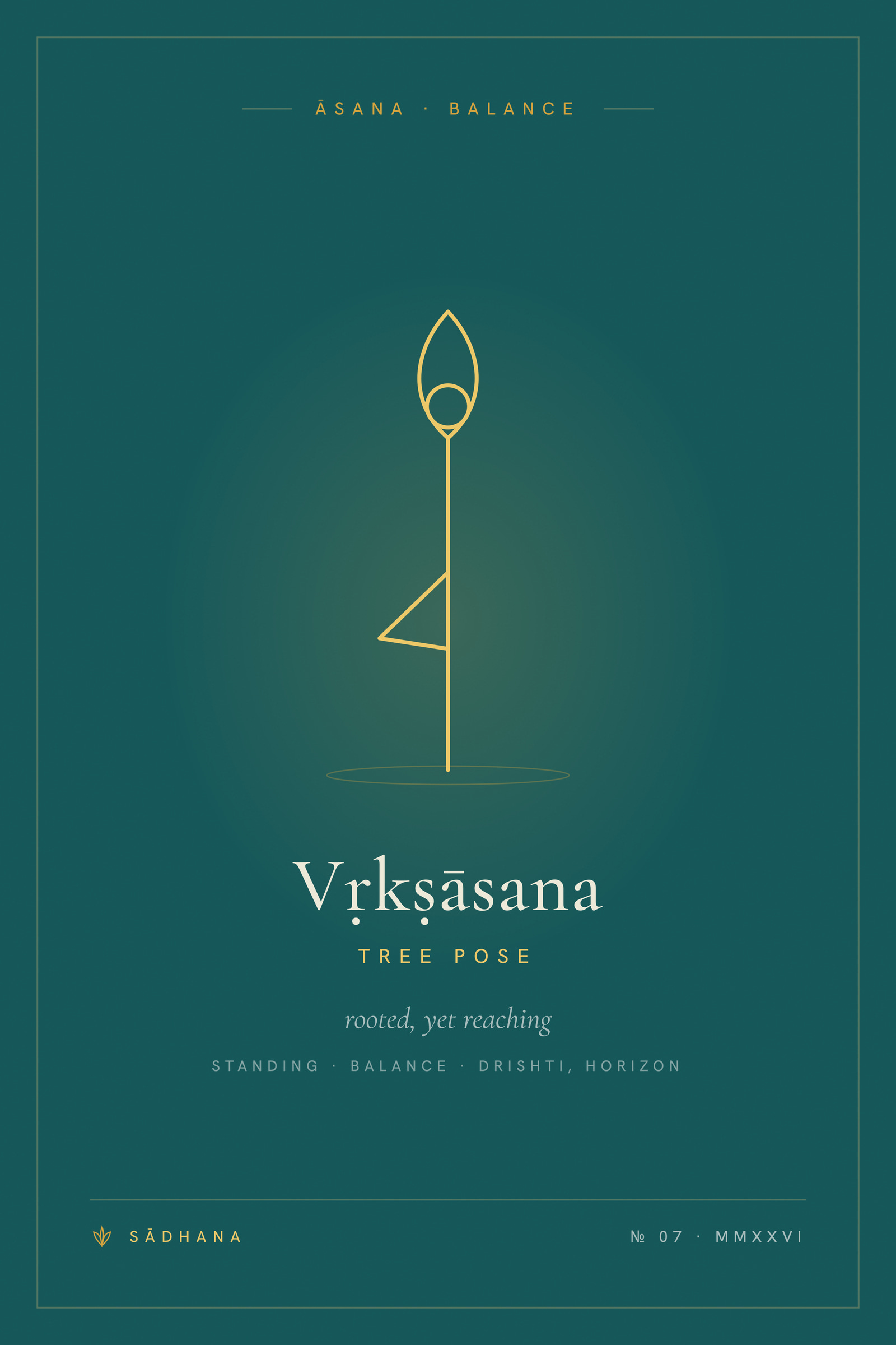 Tree Pose (Emerald) — Yoga Pose Print · Yoga Wall Art