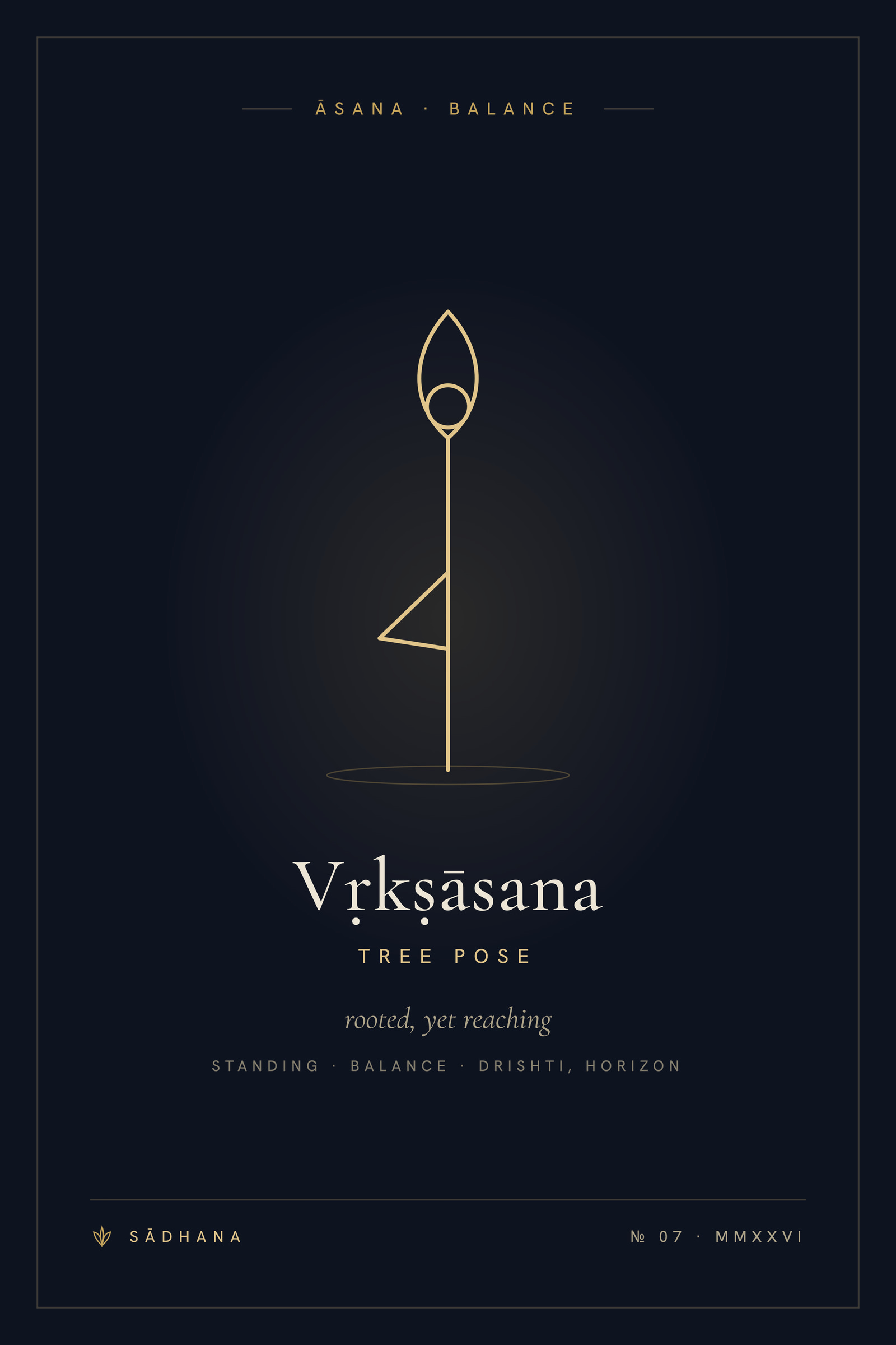 Tree Pose (Midnight) — Yoga Pose Print · Yoga Wall Art