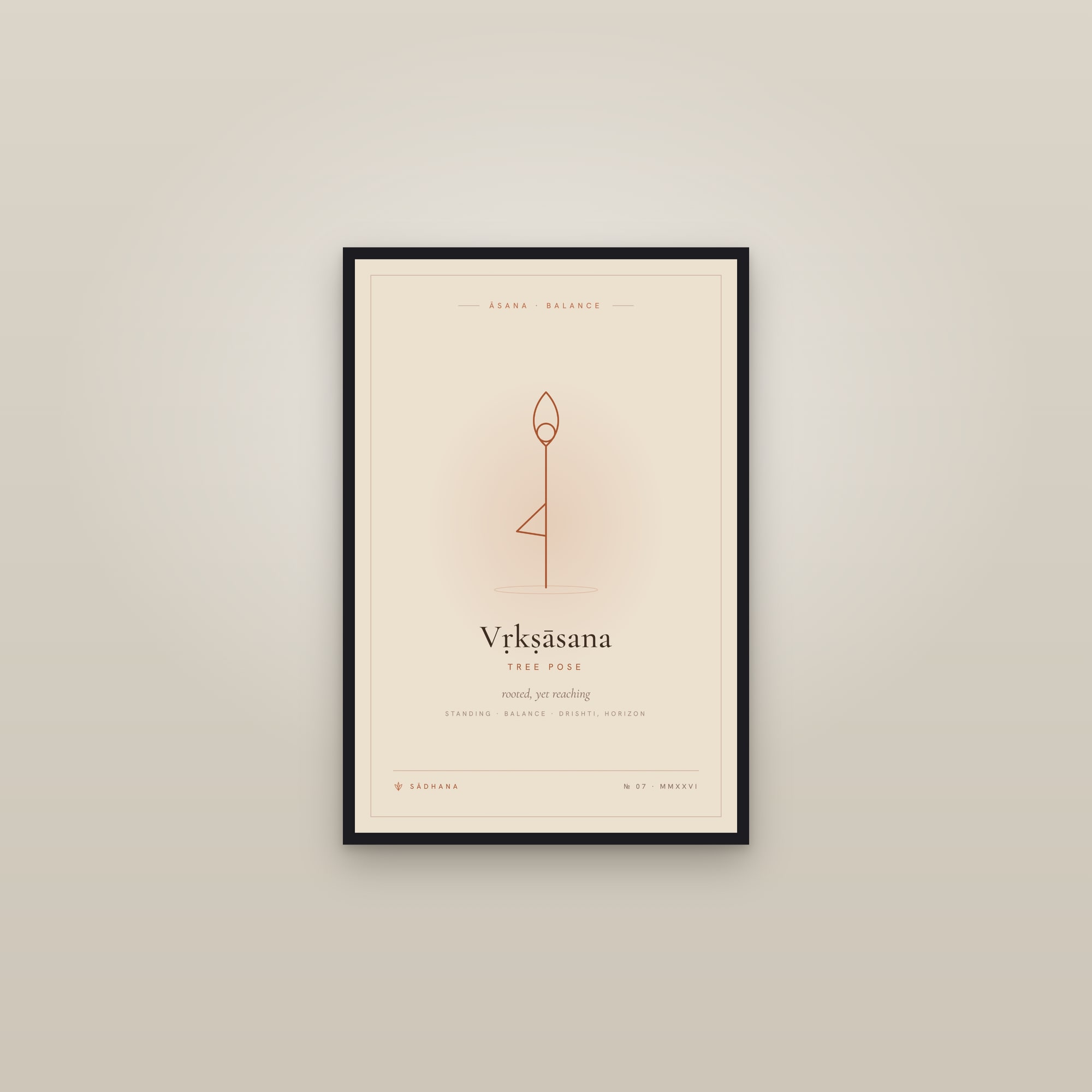 Tree Pose (Terra) — Yoga Pose Print · Yoga Wall Art — framed in a gallery setting