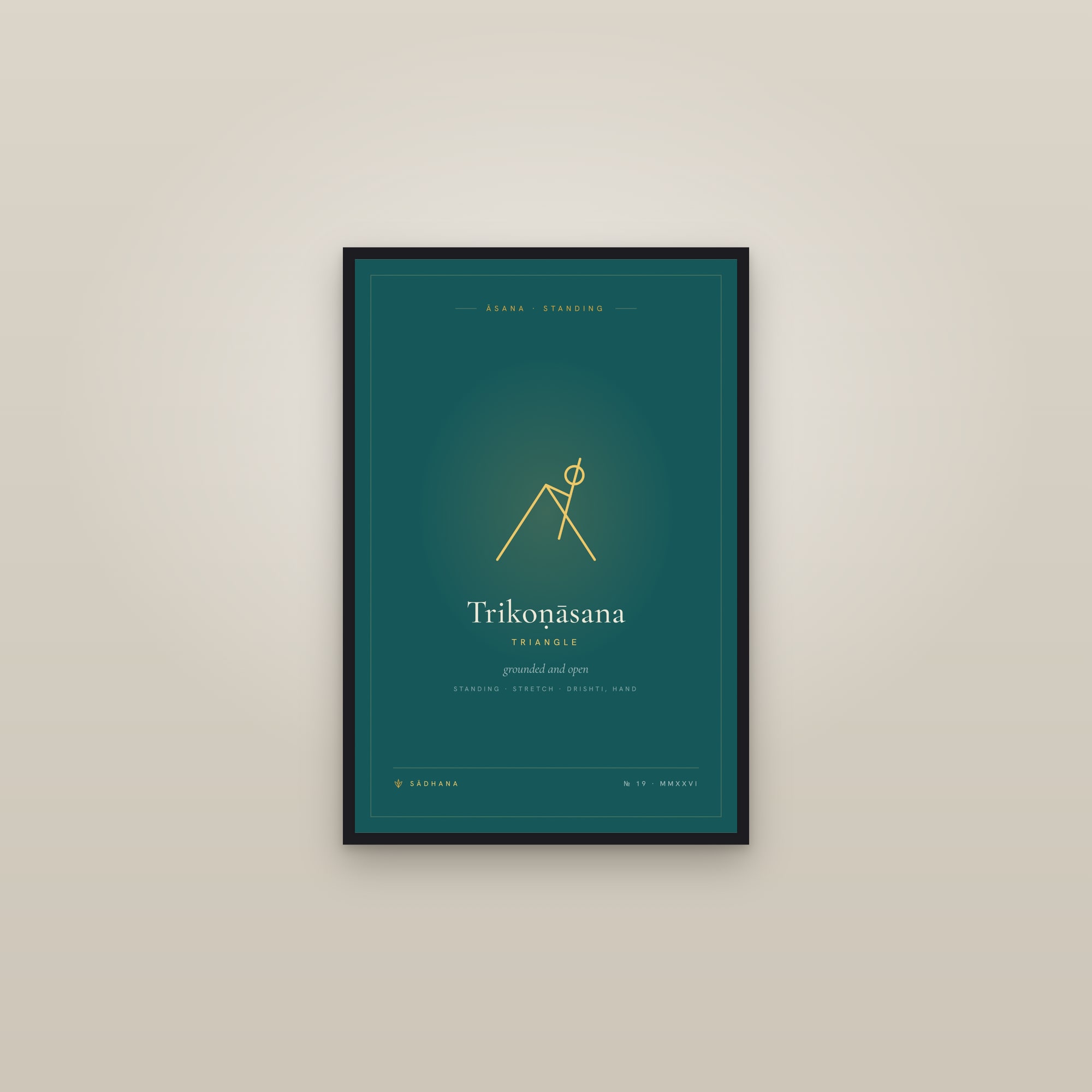 Triangle Pose (Emerald) — Yoga Pose Print · Yoga Wall Art — framed in a gallery setting
