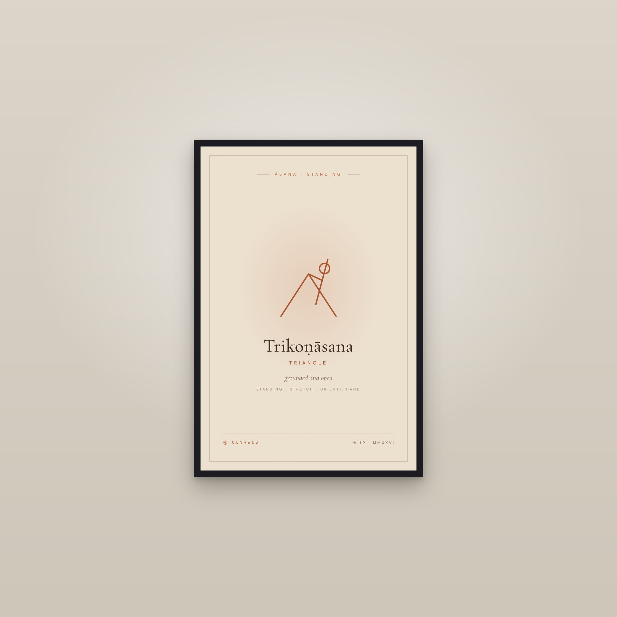 Triangle Pose (Terra) — Yoga Pose Print · Yoga Wall Art — framed in a gallery setting