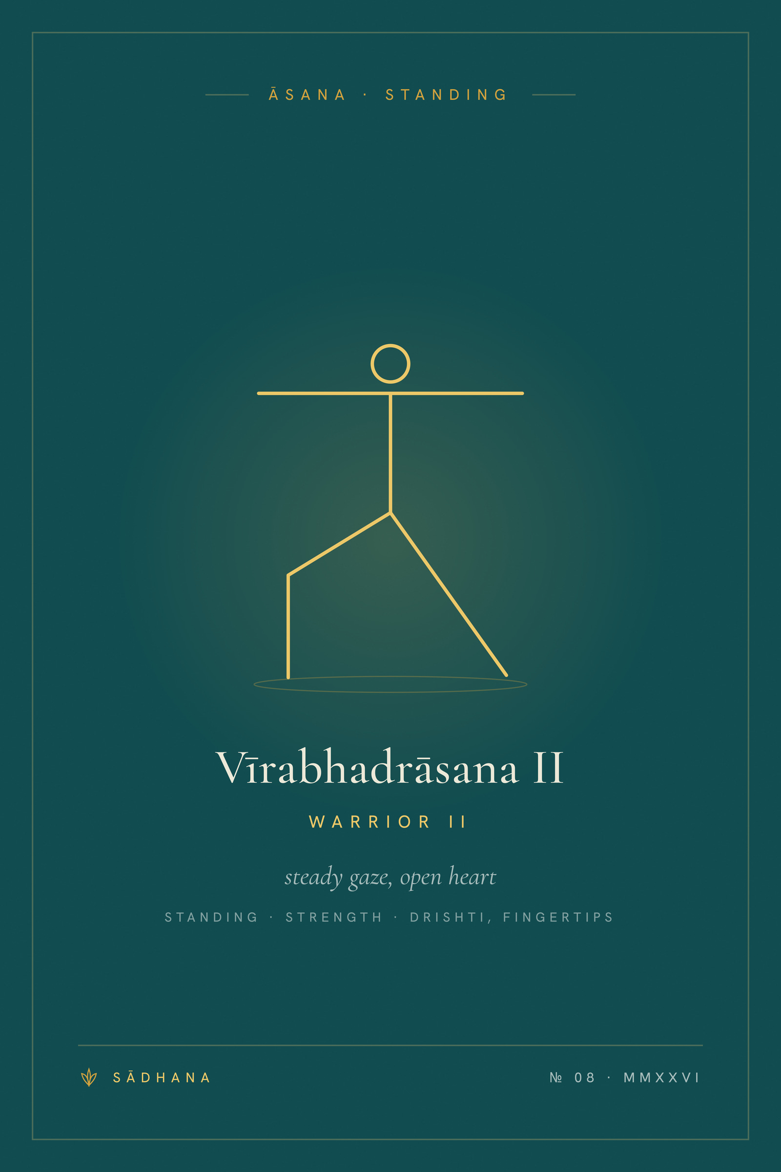 Warrior II (Emerald) — Yoga Pose Print · Yoga Wall Art