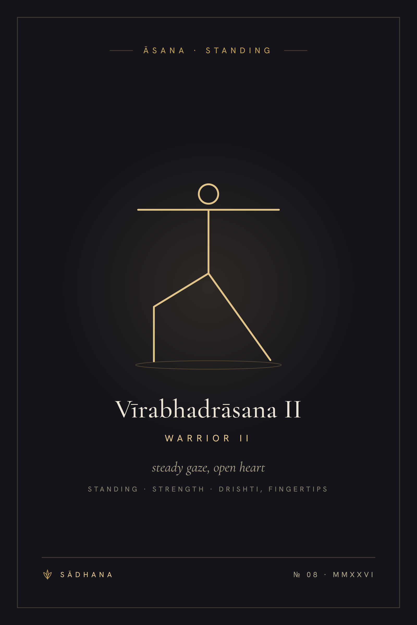 Warrior II (Midnight) — Yoga Pose Print · Yoga Wall Art