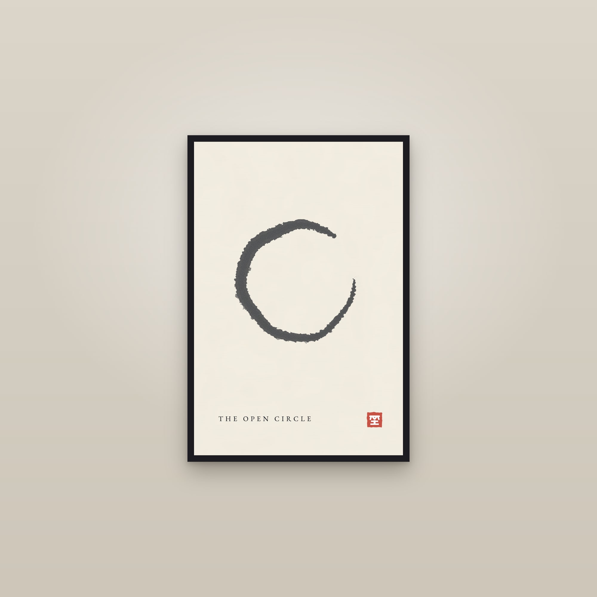 Enso Circle Print — The Open Circle — framed in a gallery setting